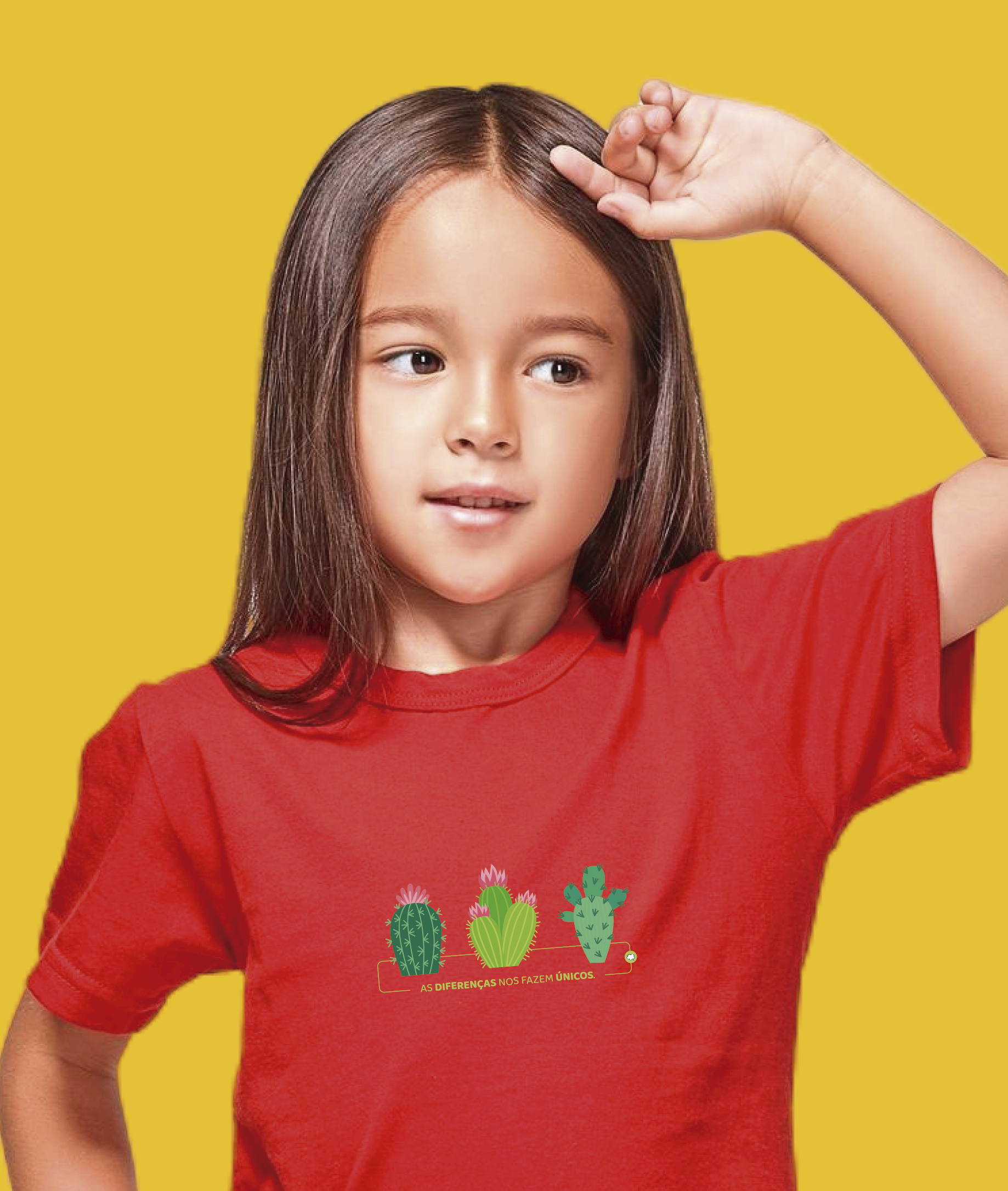 Camiseta Infantil : Menina (2 a 8) : Cactos (Neurodiversidade / Autista / Superdotação / TDAH)