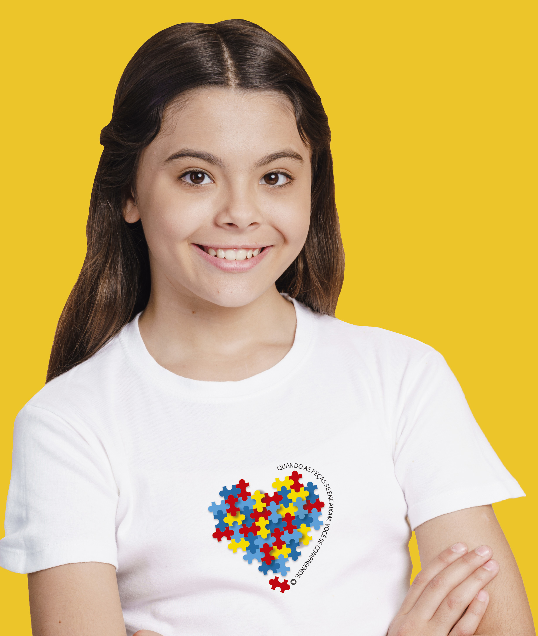 Camiseta Infantil : Menina (10 a 14) : Peças se Encaixam TEA (Espectro Autista)
