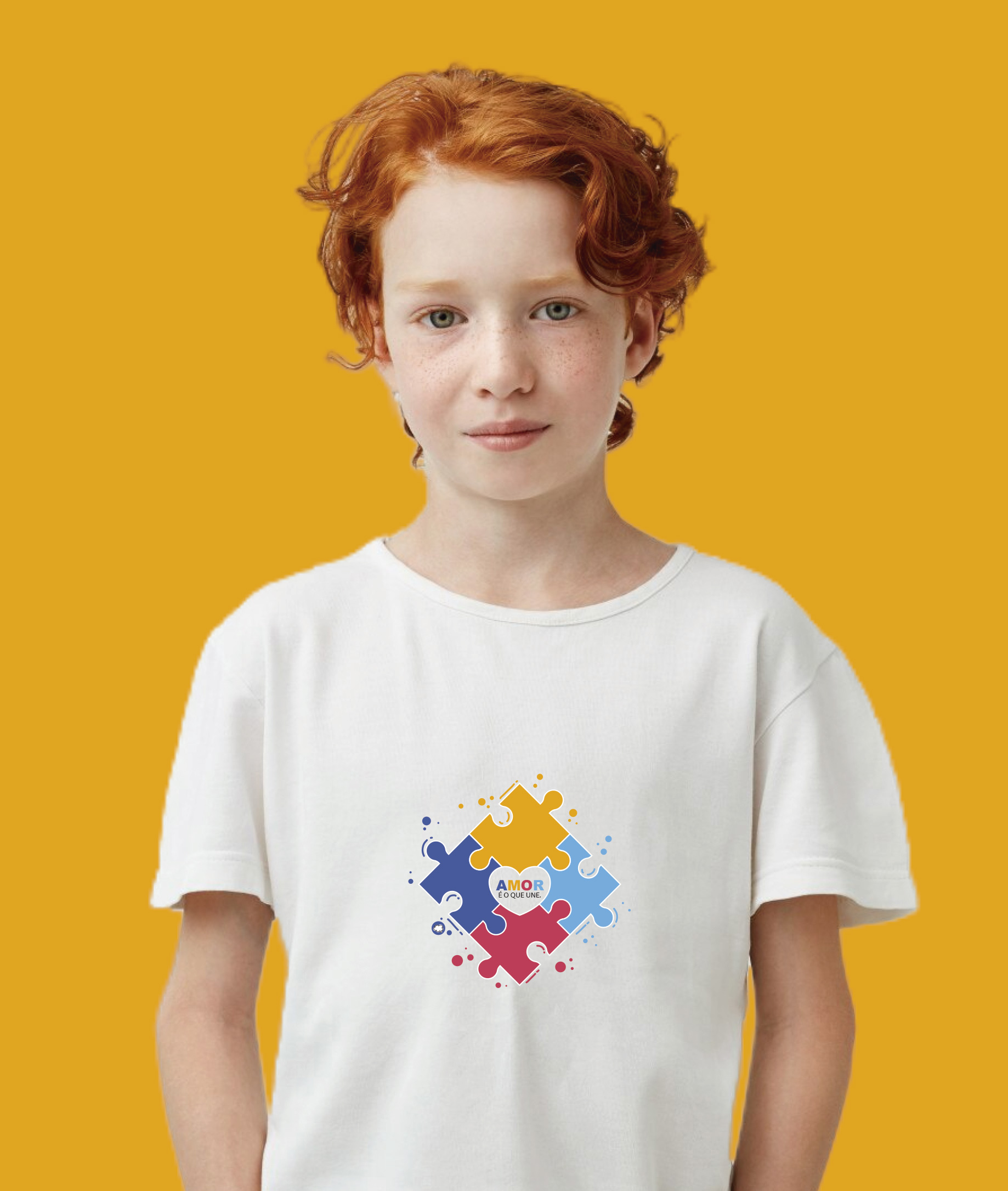 Camiseta Infantil : Menino (10 a 14) : Amor nos Une TEA (Espectro Autista)