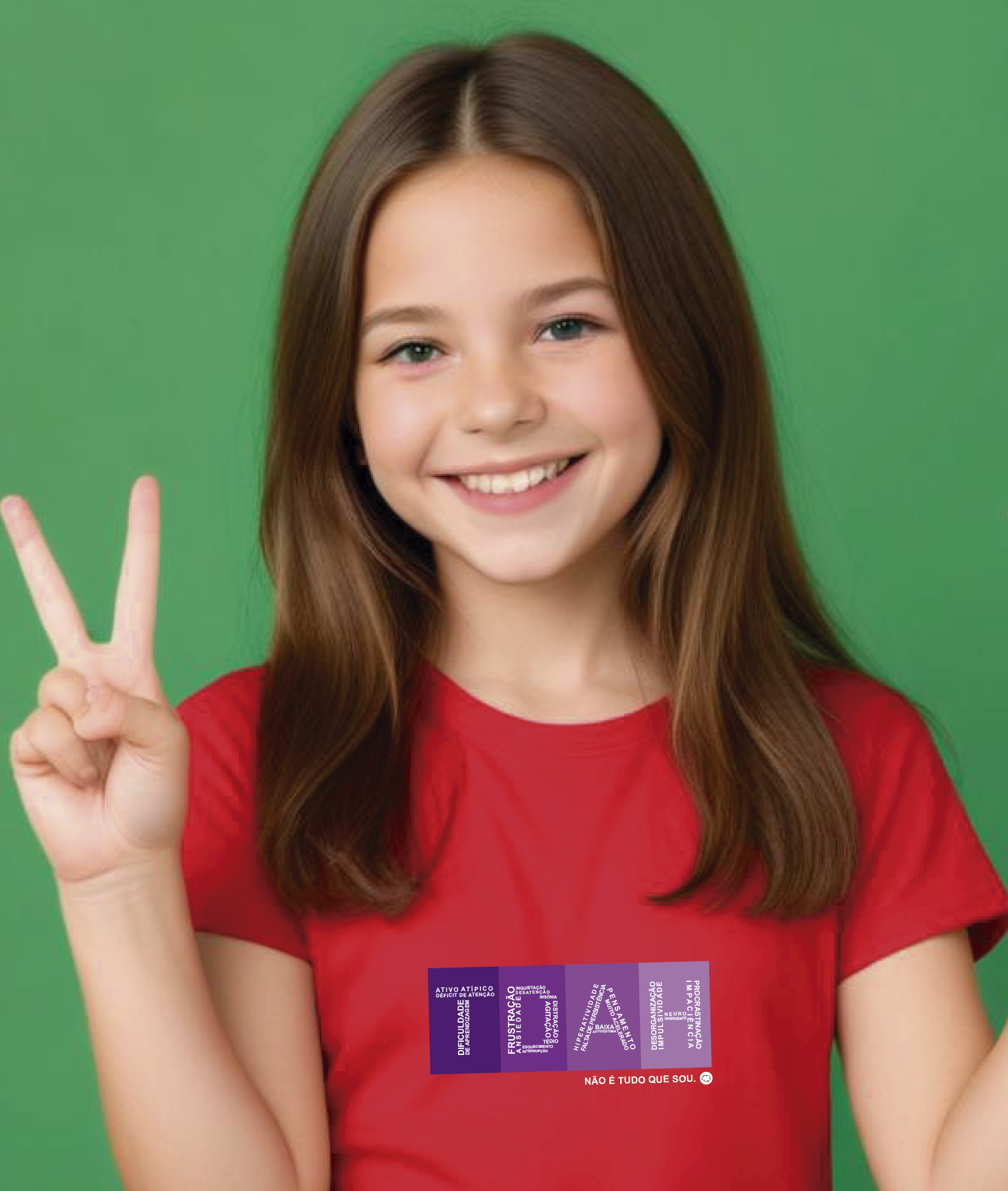 Camiseta Infantil : Menina (2 a 8) : TDAH Não é Tudo que Sou