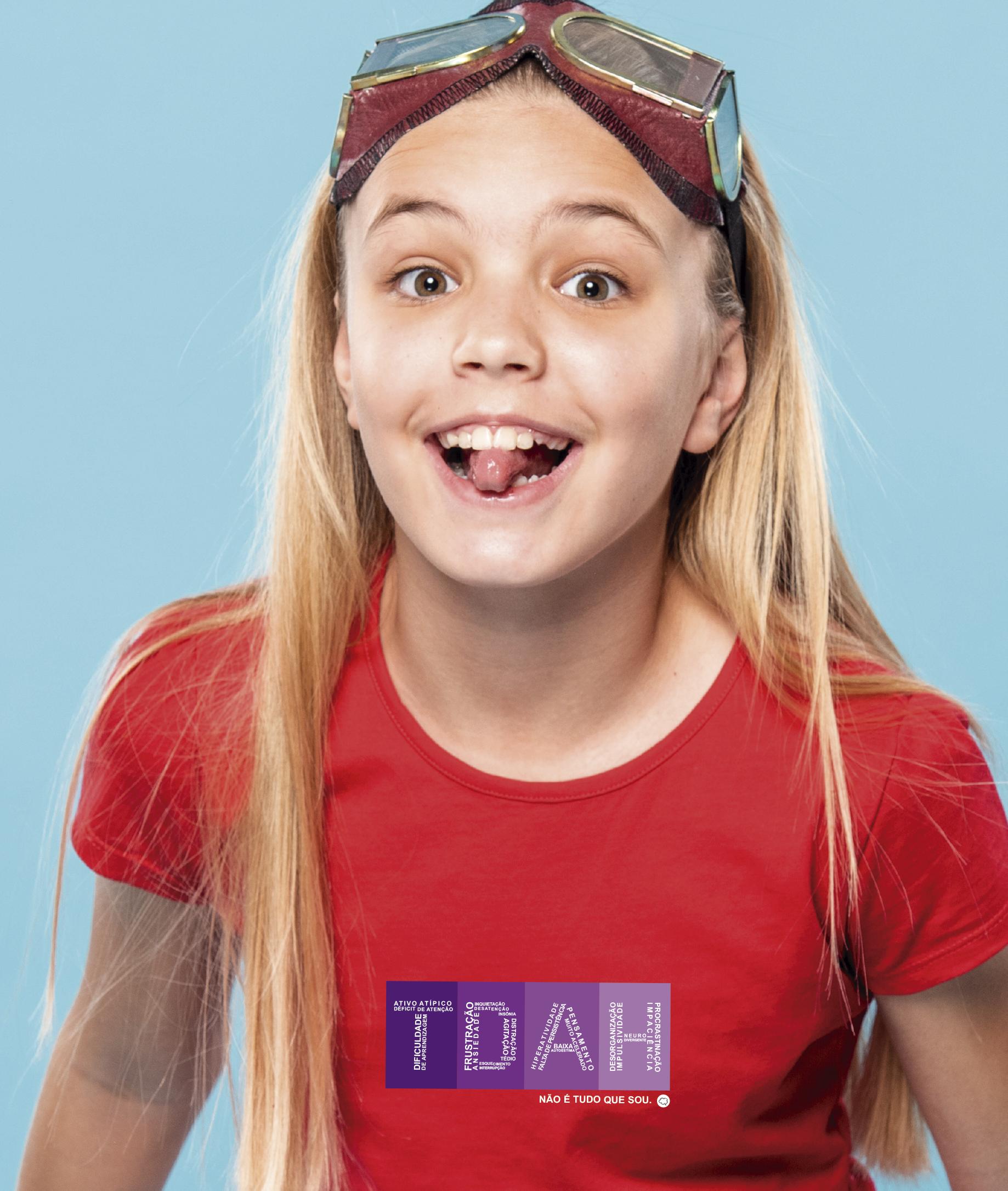 Camiseta Infantil : Menina (10 a 14) : TDAH Não é Tudo que Sou