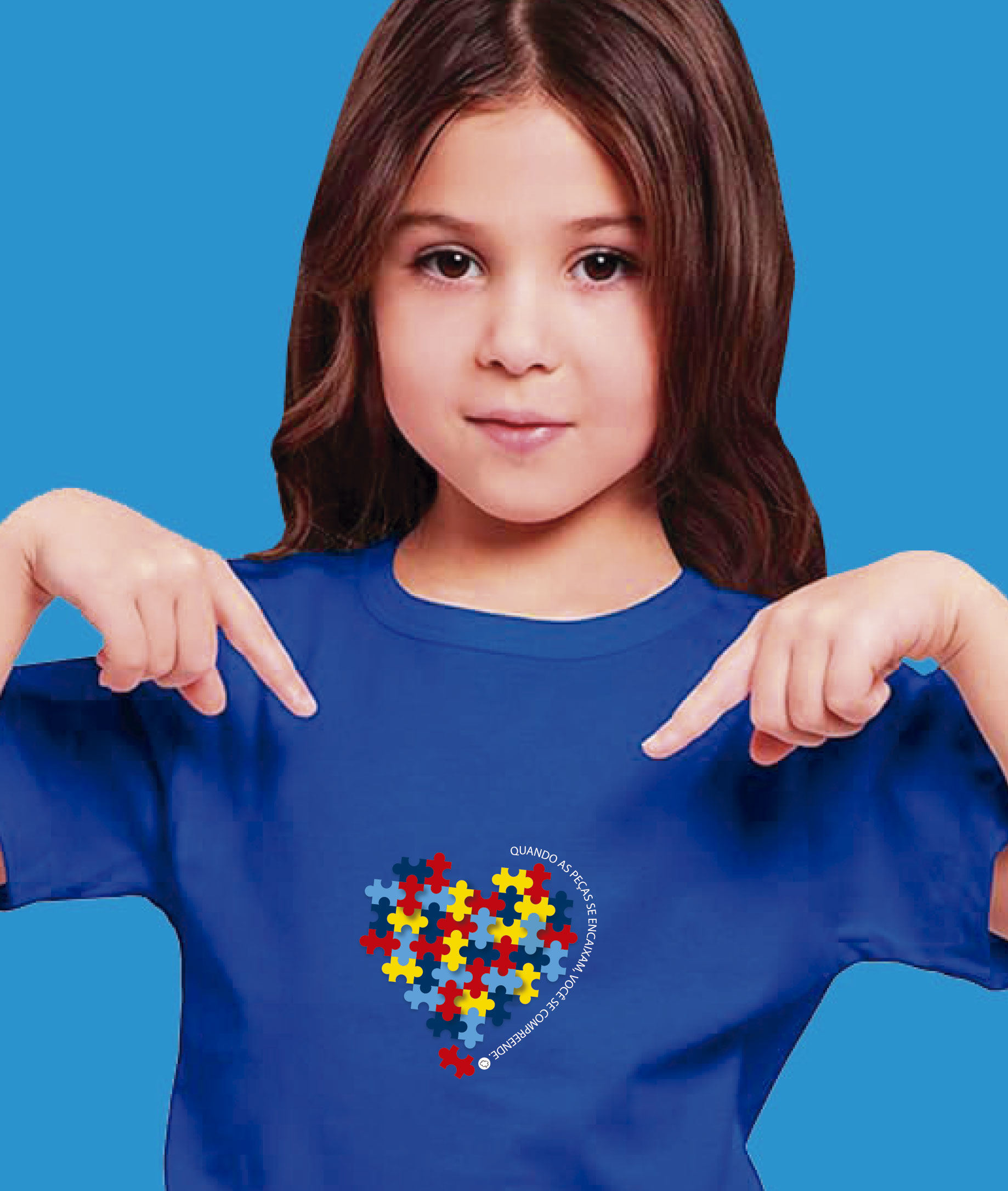 Camiseta Infantil : Menina (10 a 14) : Peças se Encaixam TEA (Espectro Autista)
