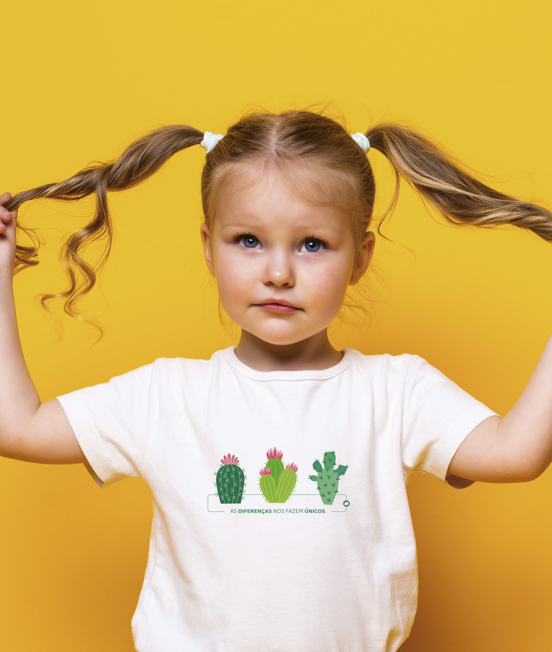 Camiseta Infantil : Menina (2 a 8) : Cactos (Inclusão / Autista / TDAH / Superdotação)