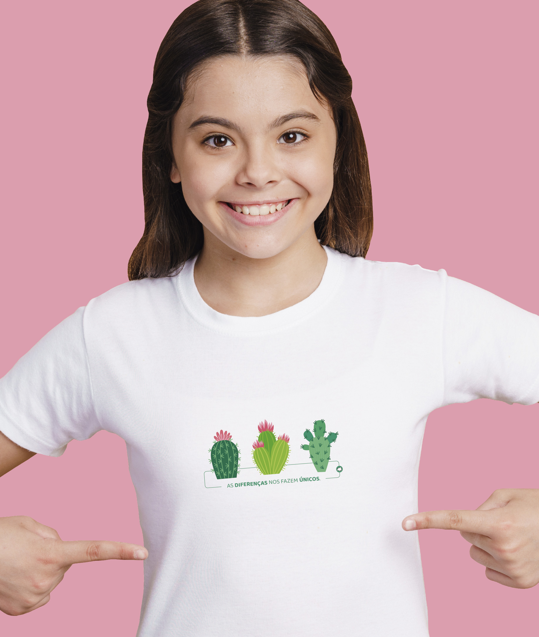 Camiseta Infantil : Menina (10 a 14) : Cactos (Neurodiversidade / Autista / Superdotação / TDAH)
