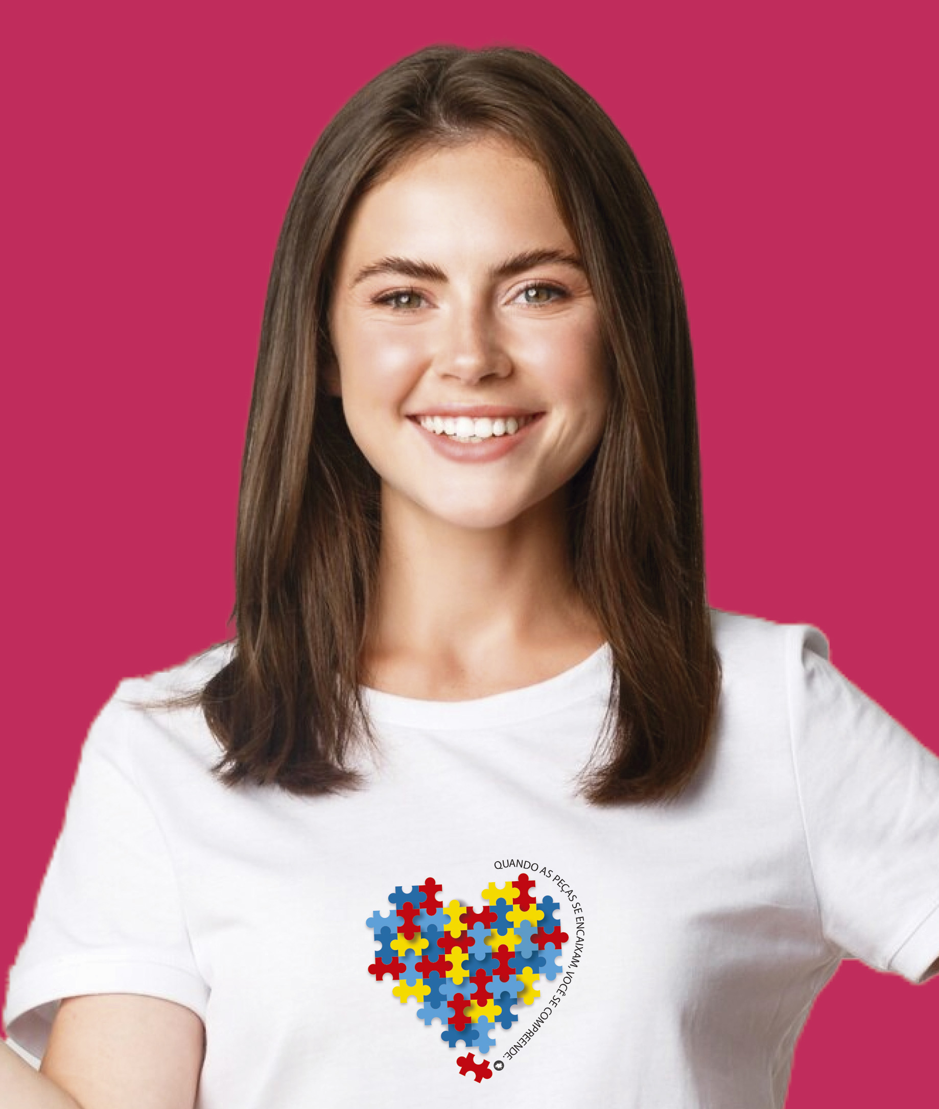 Camiseta Unissex (Feminino / Masculino) : Peças se Encaixam TEA (Espectro Autista)