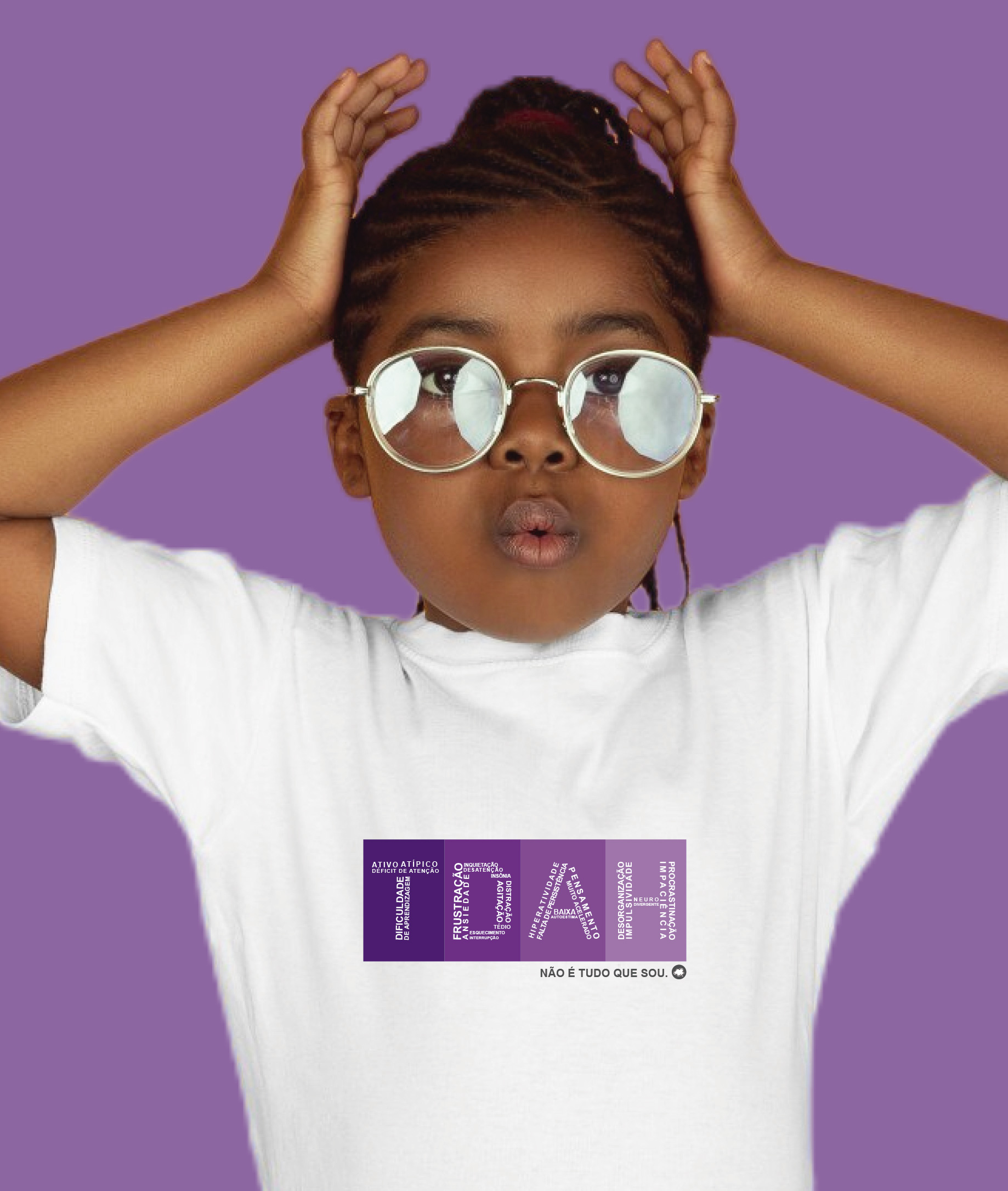 Camiseta Infantil : Menina (10 a 14) : TDAH Não é Tudo que Sou