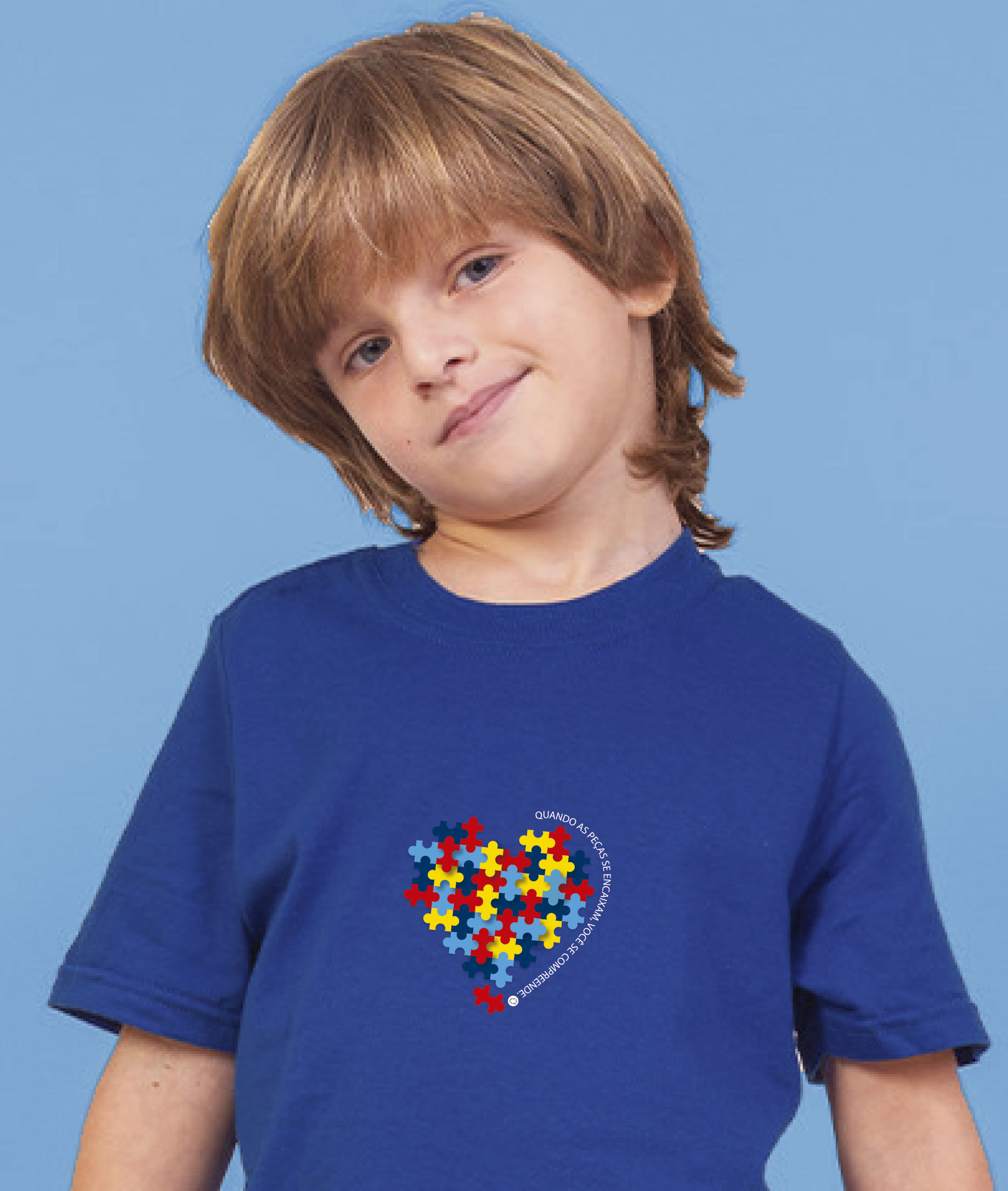 Camiseta Infantil : Menino (2 a 8) : Peças se Encaixam TEA (Espectro Autista)