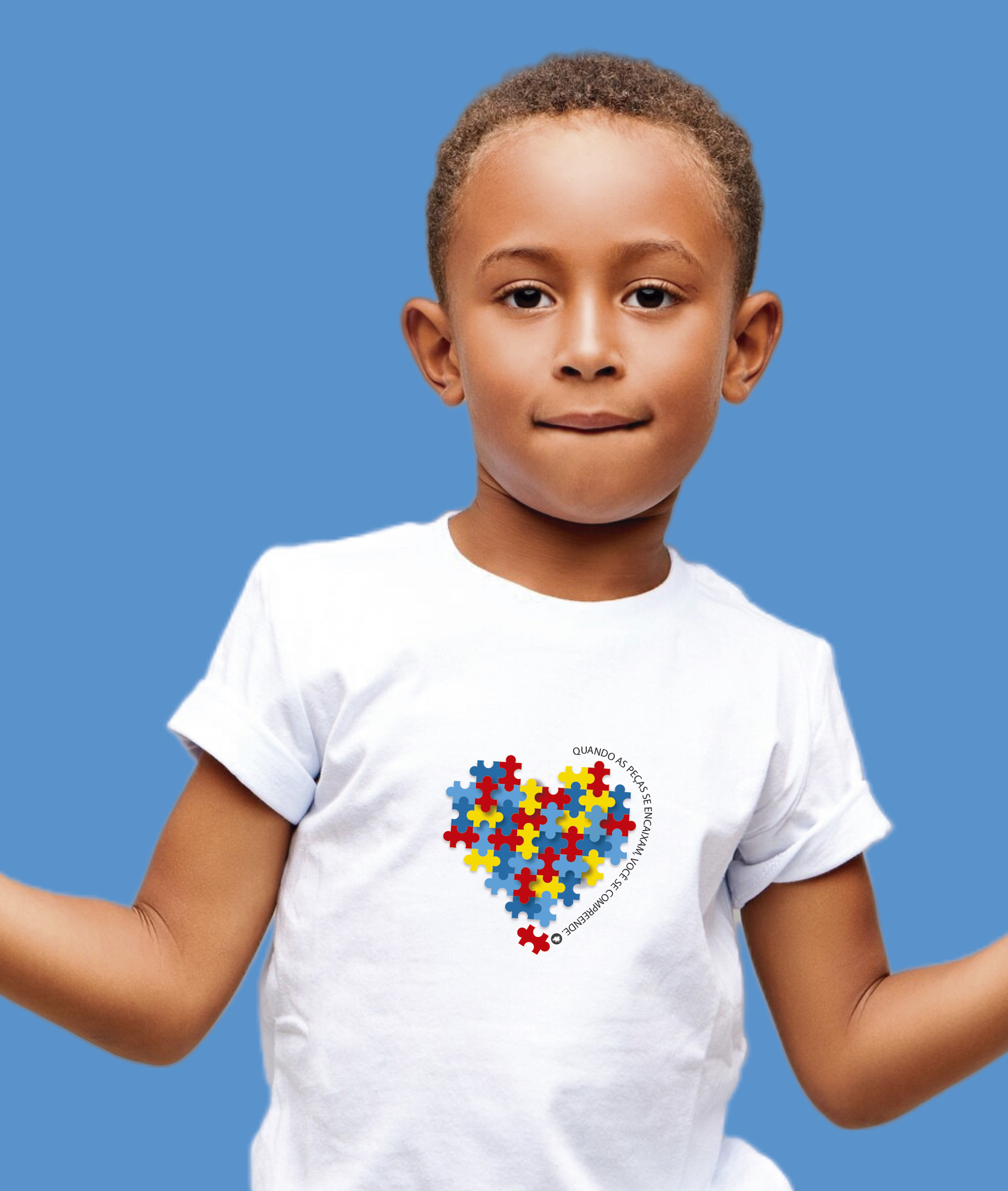 Camiseta Infantil : Menino (10 a 14) : Peças se Encaixam TEA (Espectro Autista)