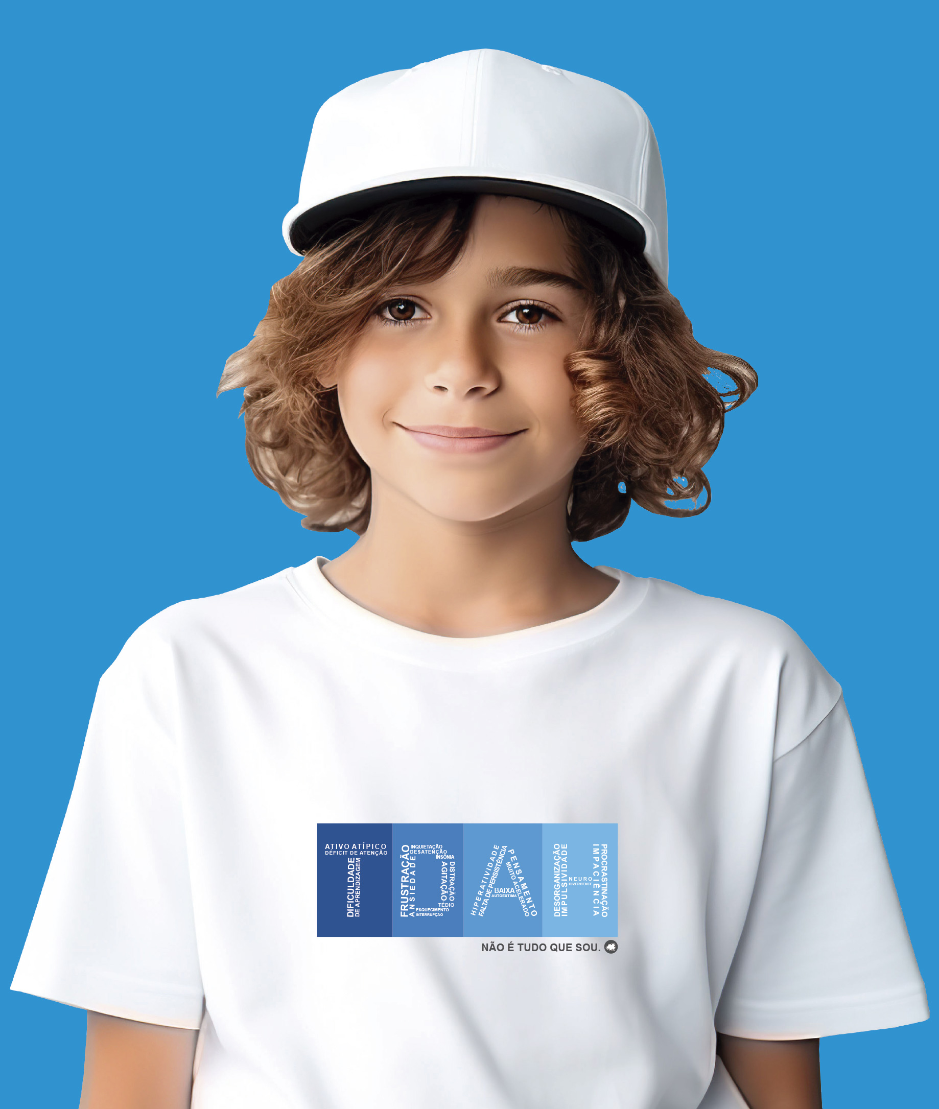 Camiseta Infantil : Menino (10 a 14) : TDAH Não é Tudo que Sou