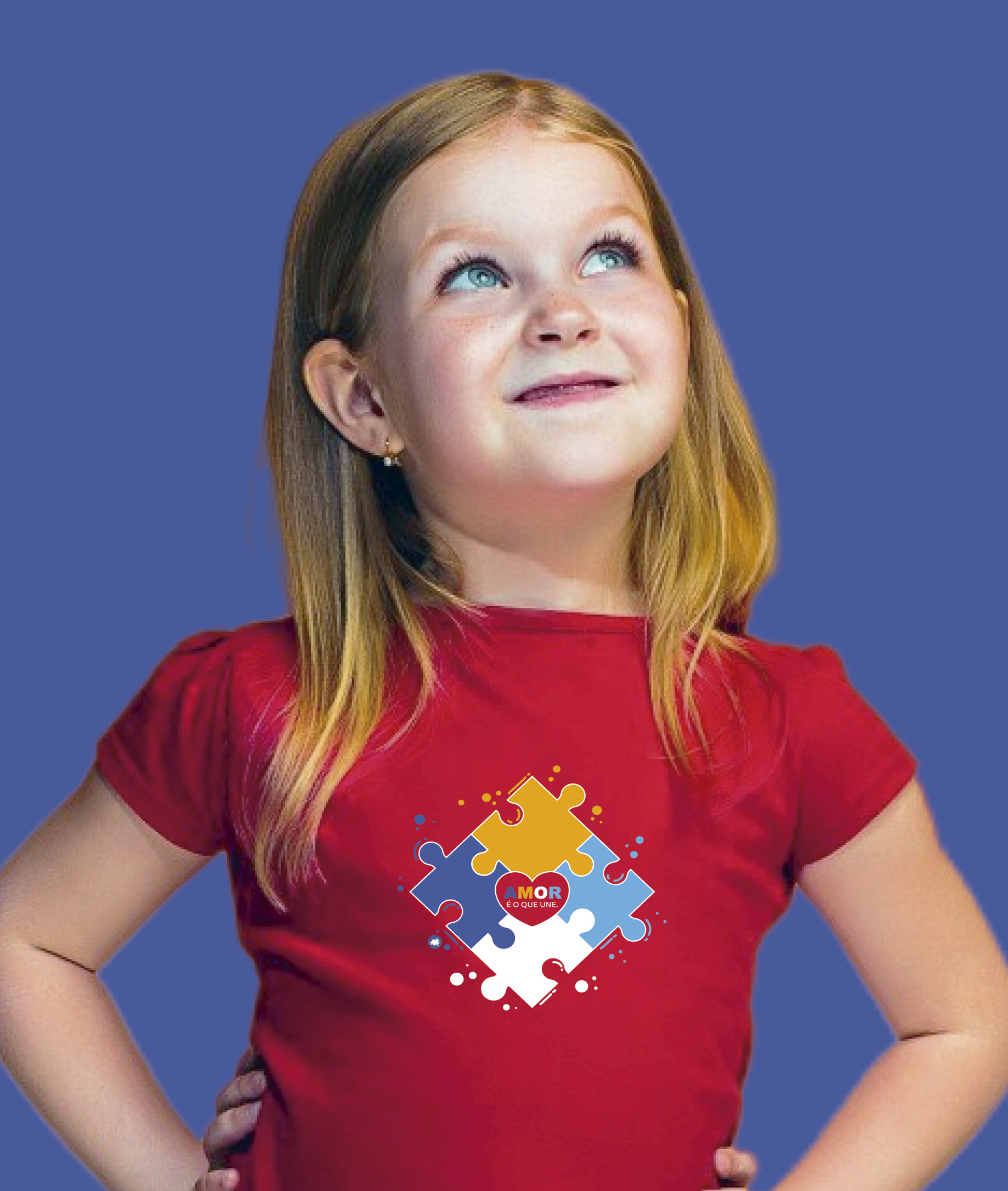 Camiseta Infantil : Menina (2 a 8) : Amor nos Une TEA (Espectro Autista)