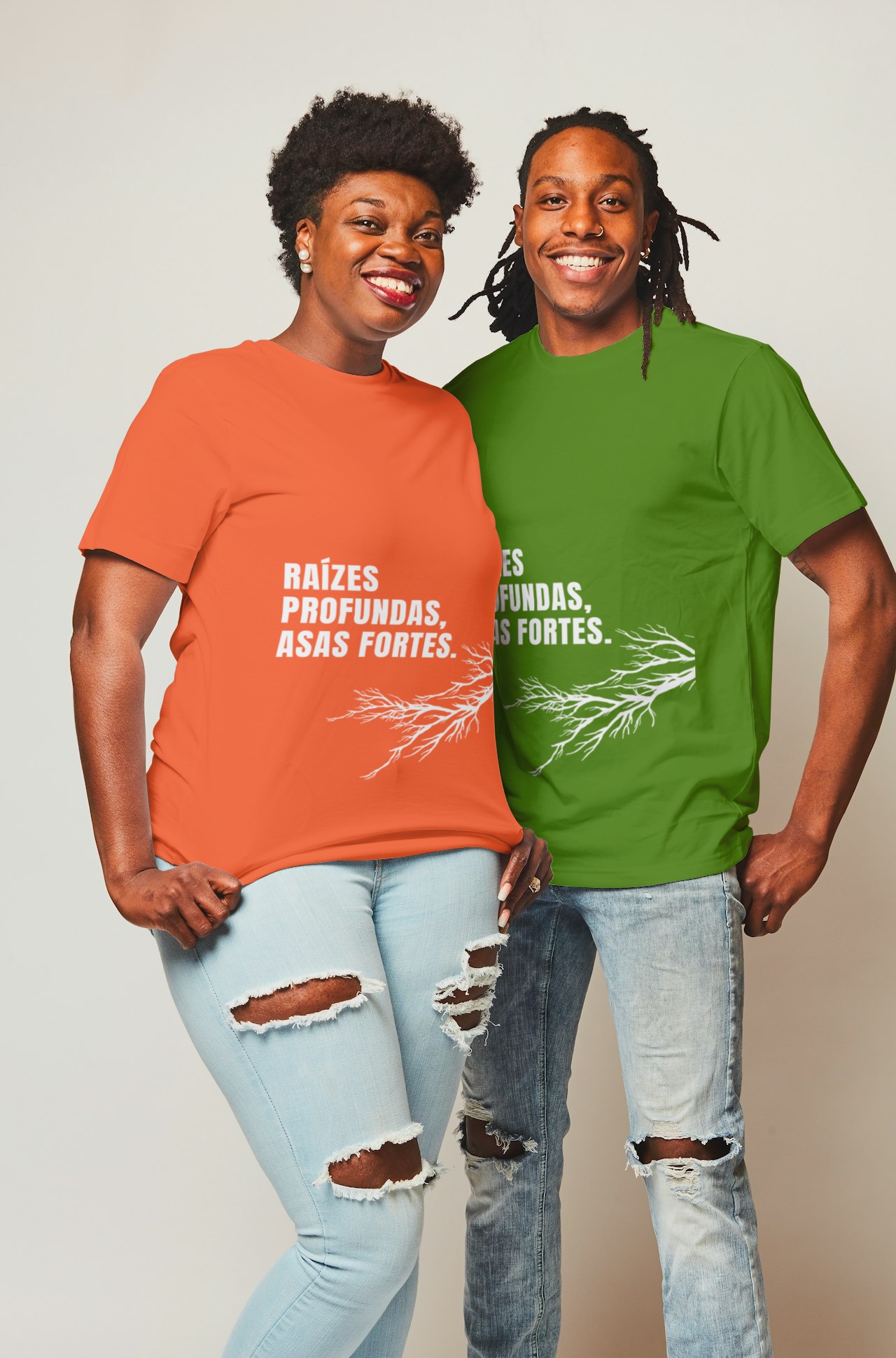 Camiseta  Frase Raízes Profundas, Asas Fortes
