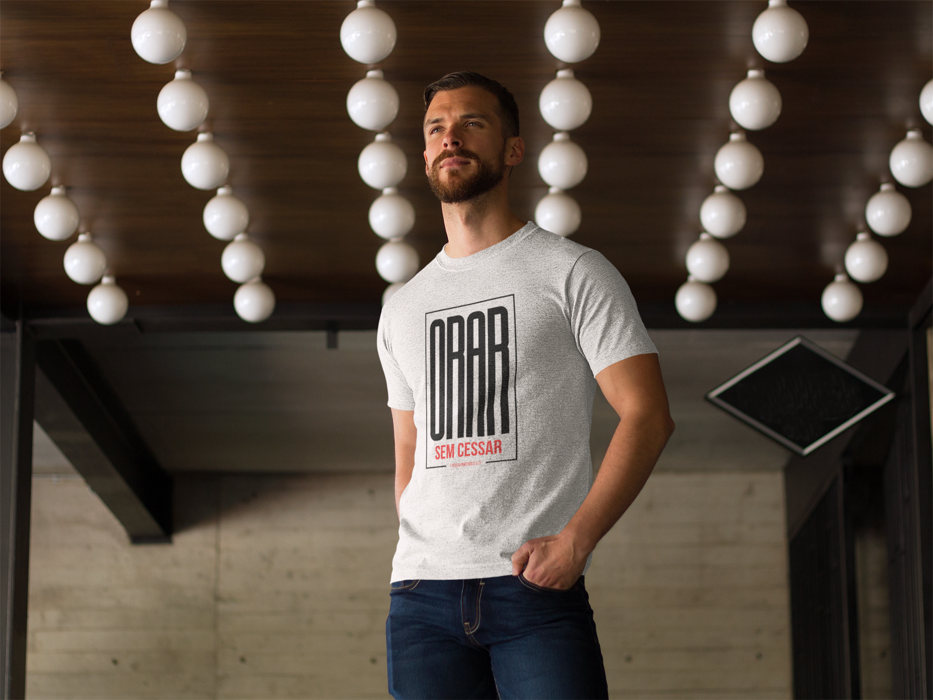 Nome do produto  Camiseta Masculina Branca - Orar sem cessar
