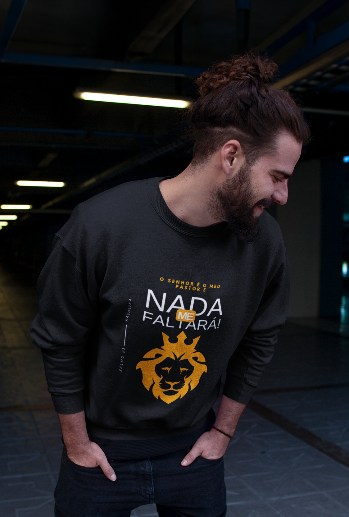 Nome do produto  Moletom Blusão Fechado Preto - Salmo 23