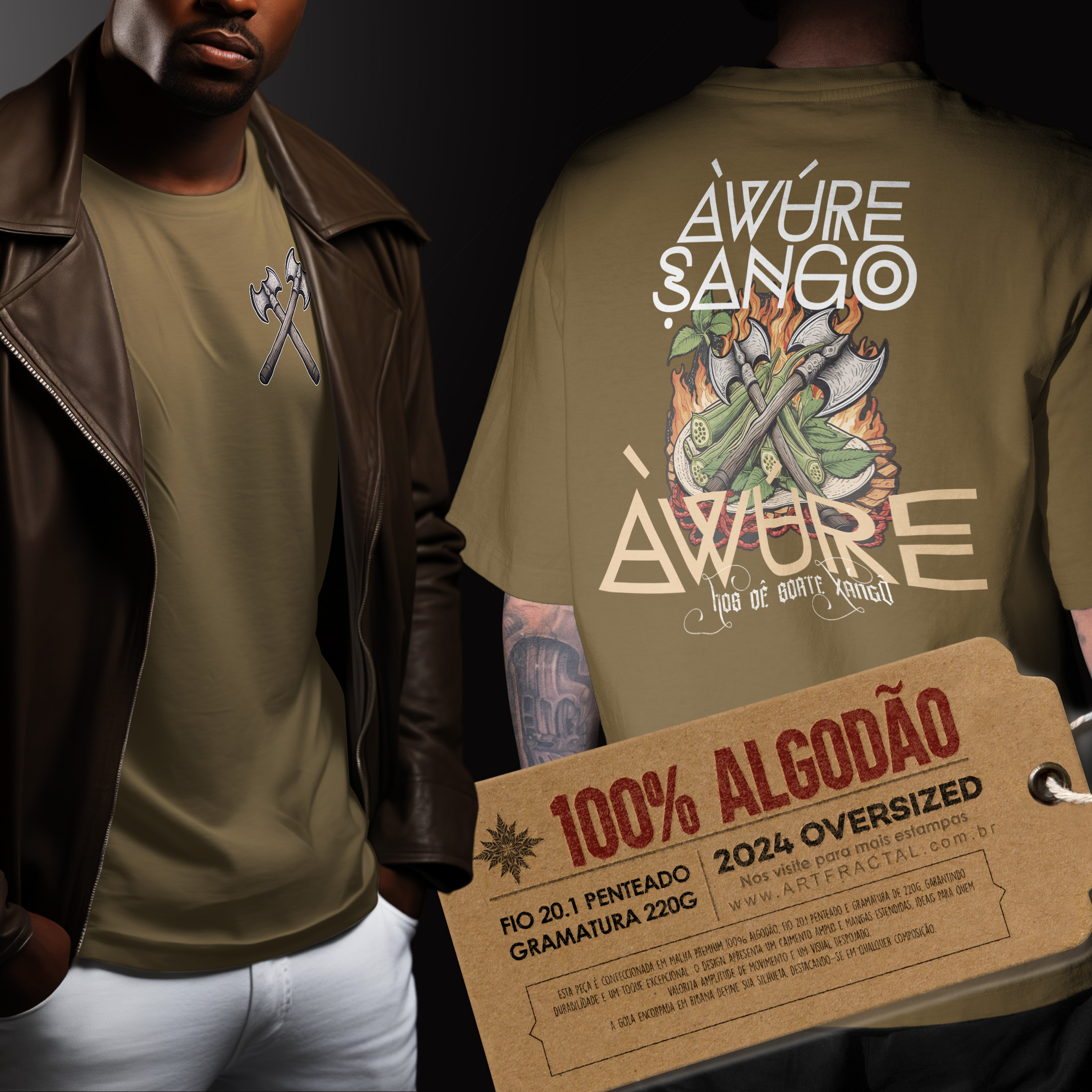 Xangô - Venham Saudar o Rei - Camiseta Oversized - Tecidos Escuros