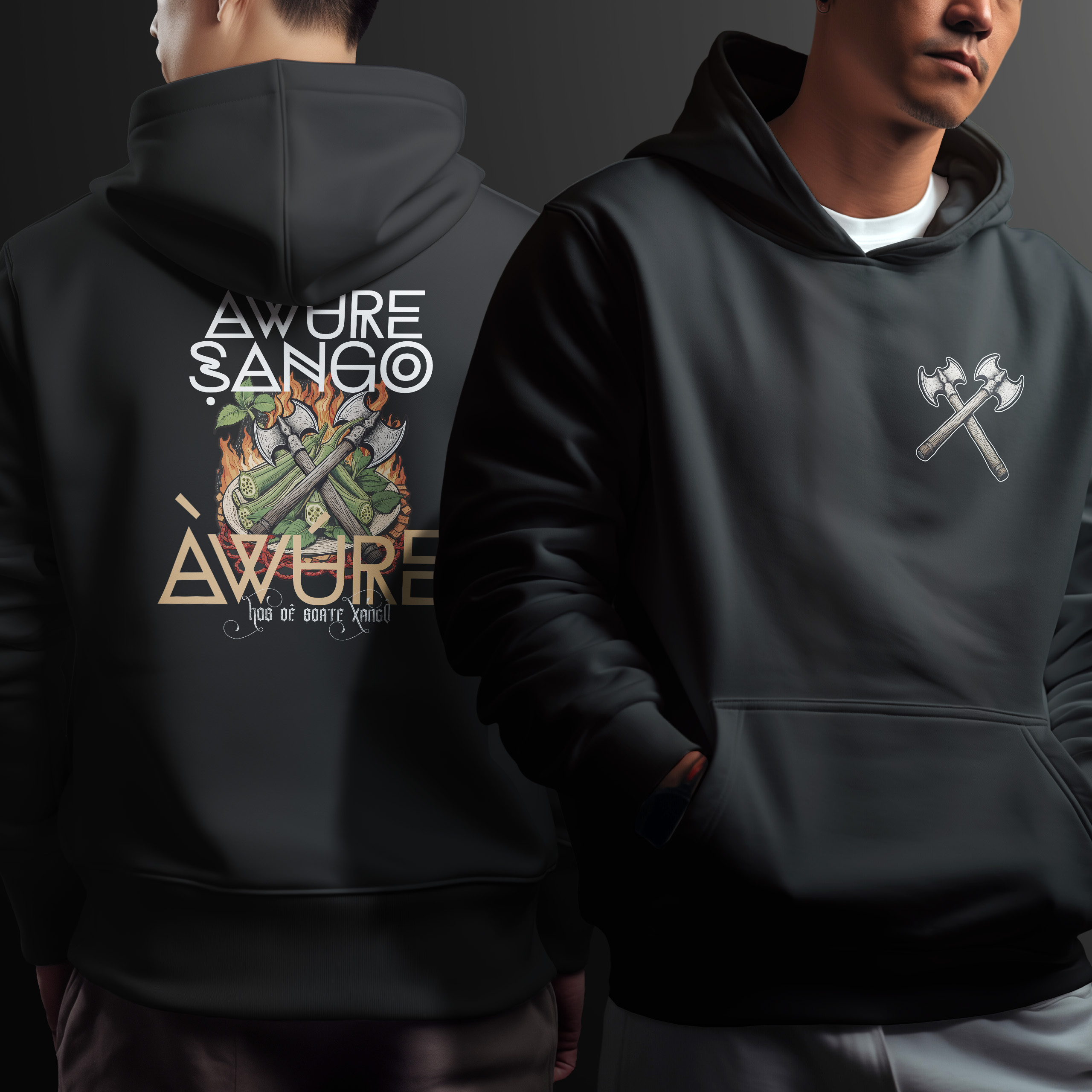 Xangô - Venham Saudar o Rei - Moletom com Canguru - Tecidos Escuros