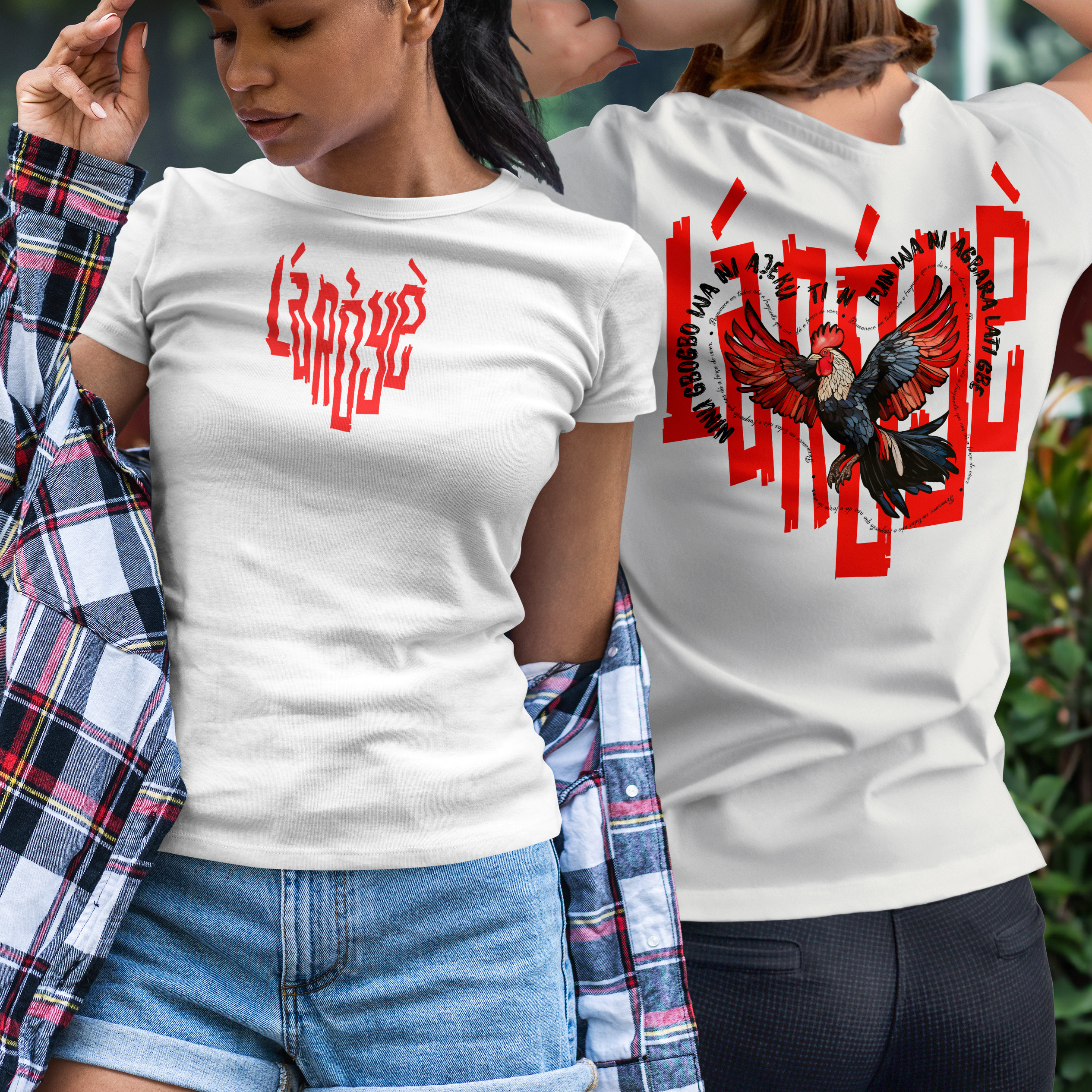 Camiseta Exú - Salve, mensageiro! - Tecidos Claros - Feminina