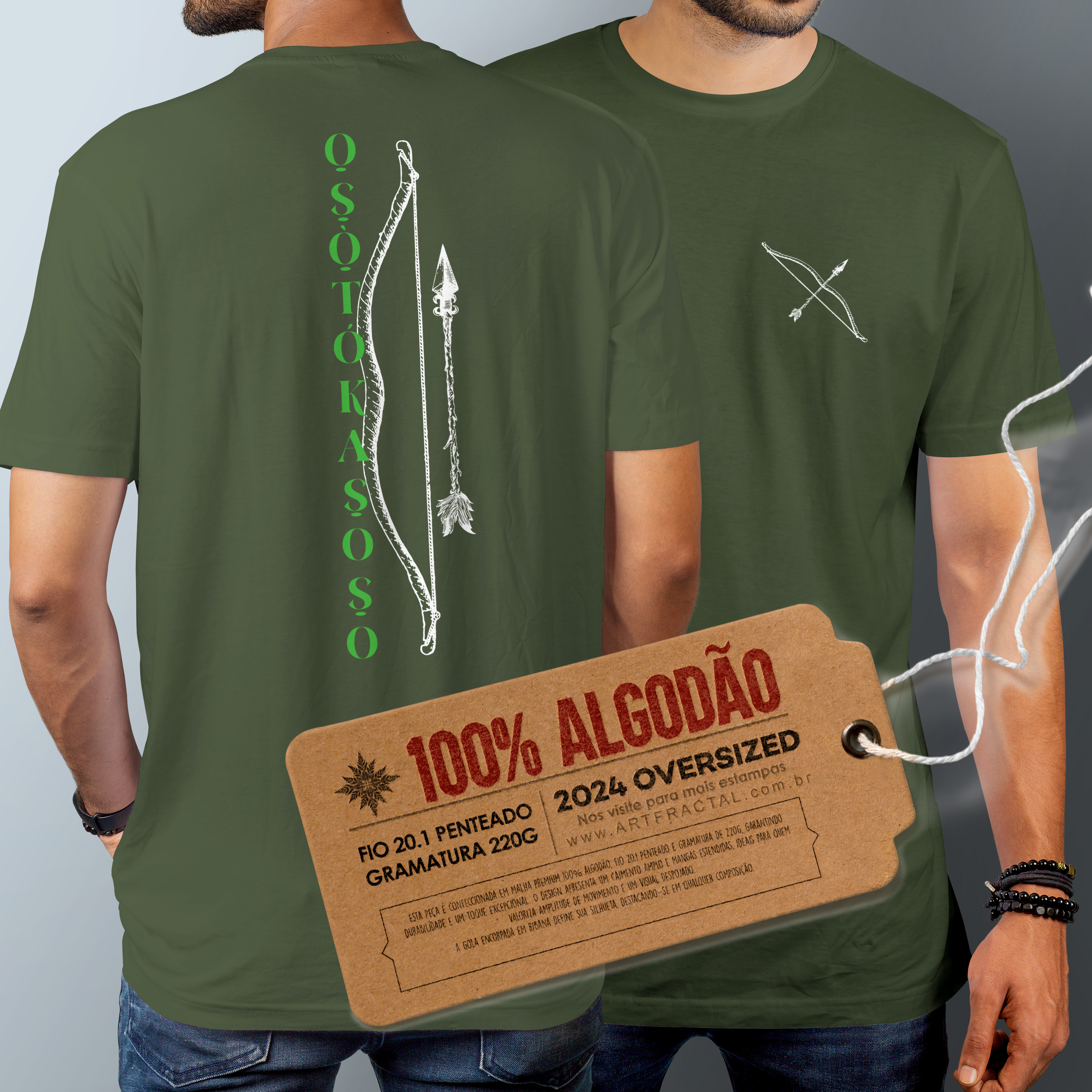 Oxóssi - O Caçador de uma flecha só - Camiseta Oversized - Tecidos Escuros