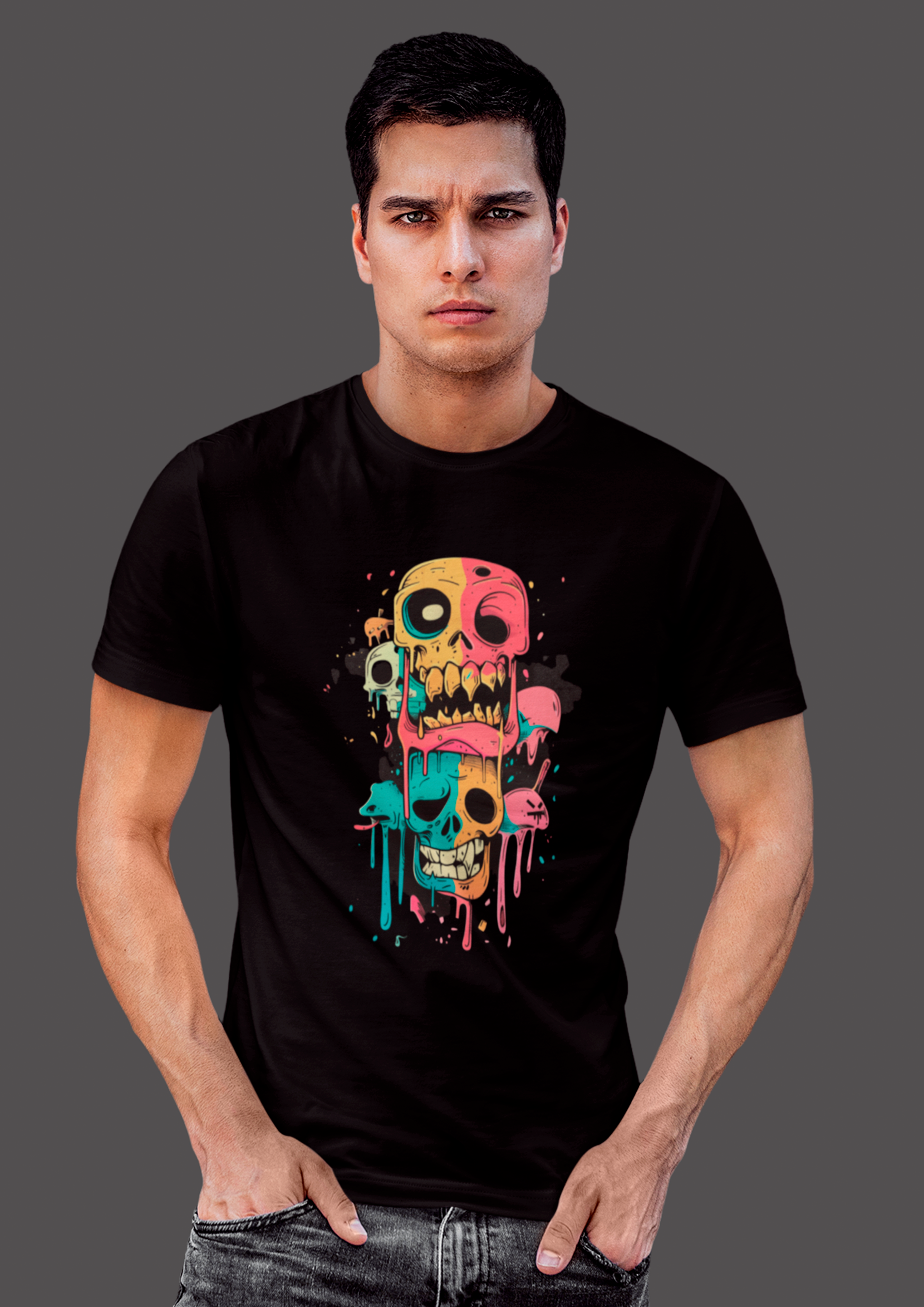 Camiseta Caveira smash colorida