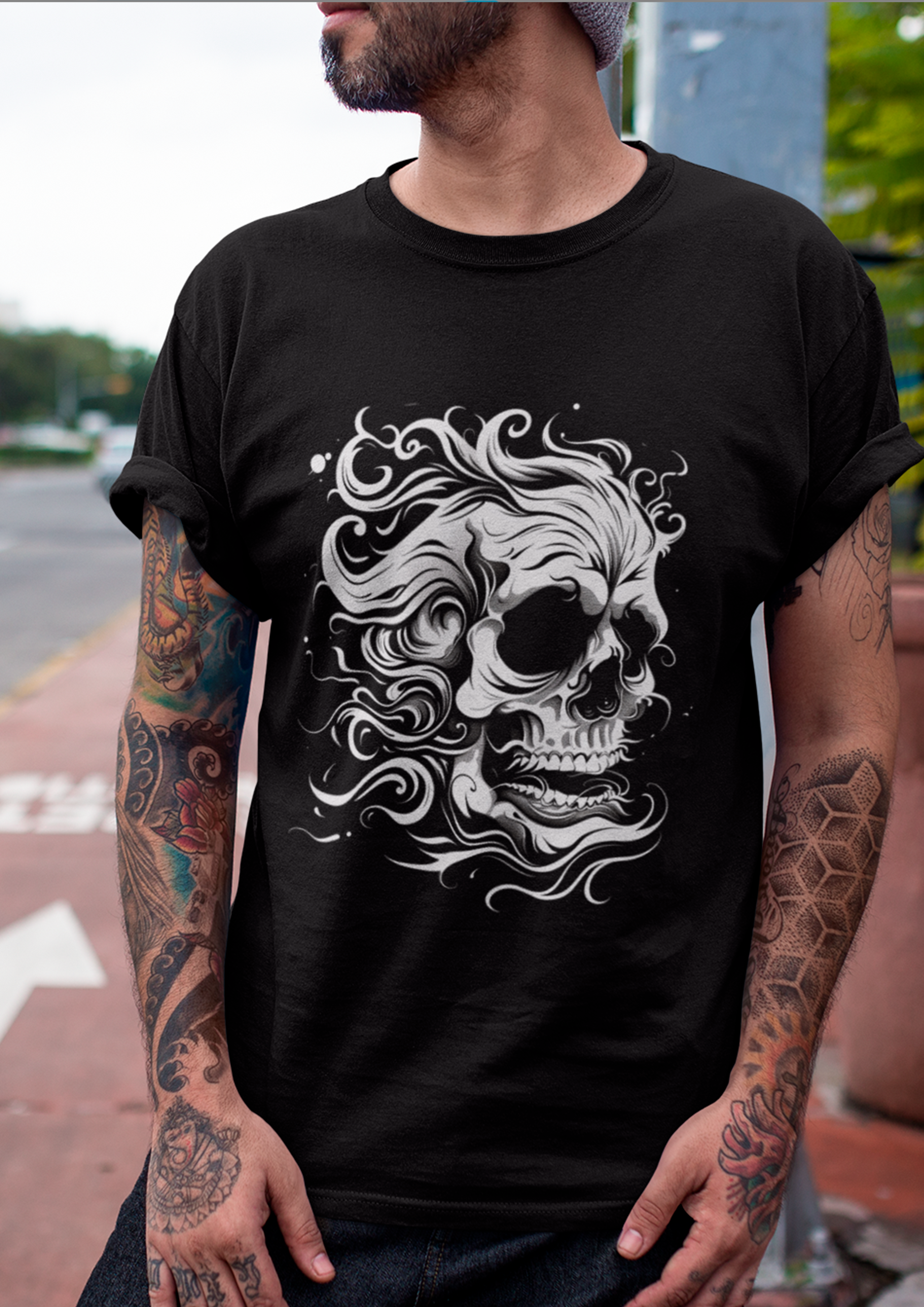 Nome do produto: Camiseta Caveira Flamejante  