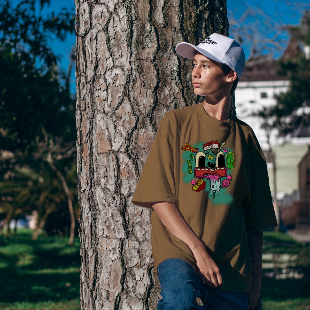 Camiseta Oversized Unissex Underground Skate Bike Loose cut - Sticker Man 