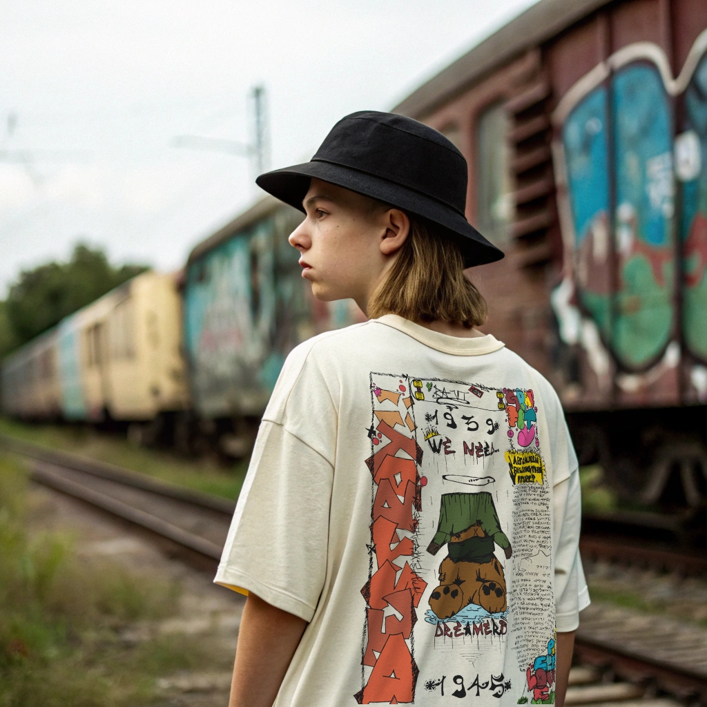 Camiseta Oversized streetwear graffity - Children That Build The Future