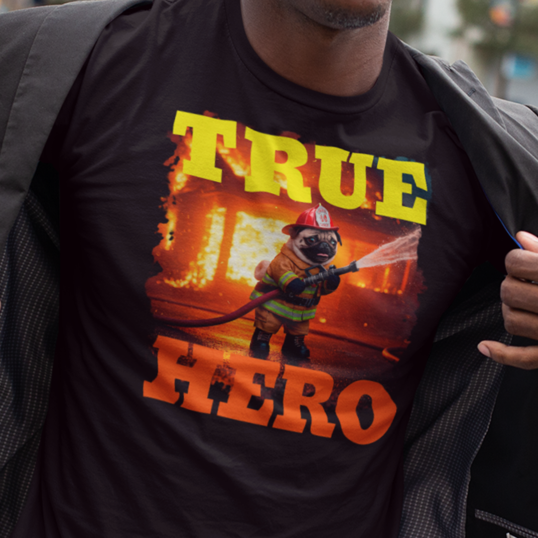 Camiseta Pug Bombeiro