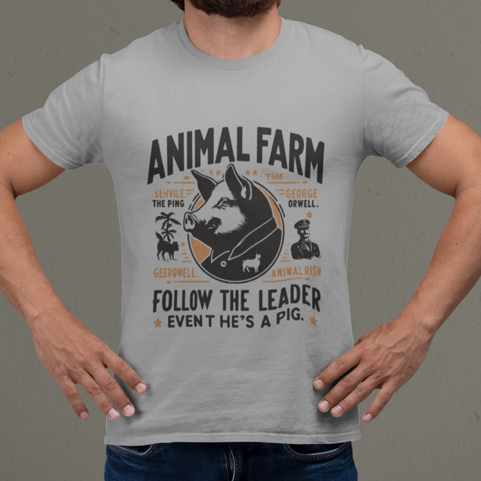 Camiseta T-Shirt Animal Farm - Folow The Leader, Event He's A Pig
