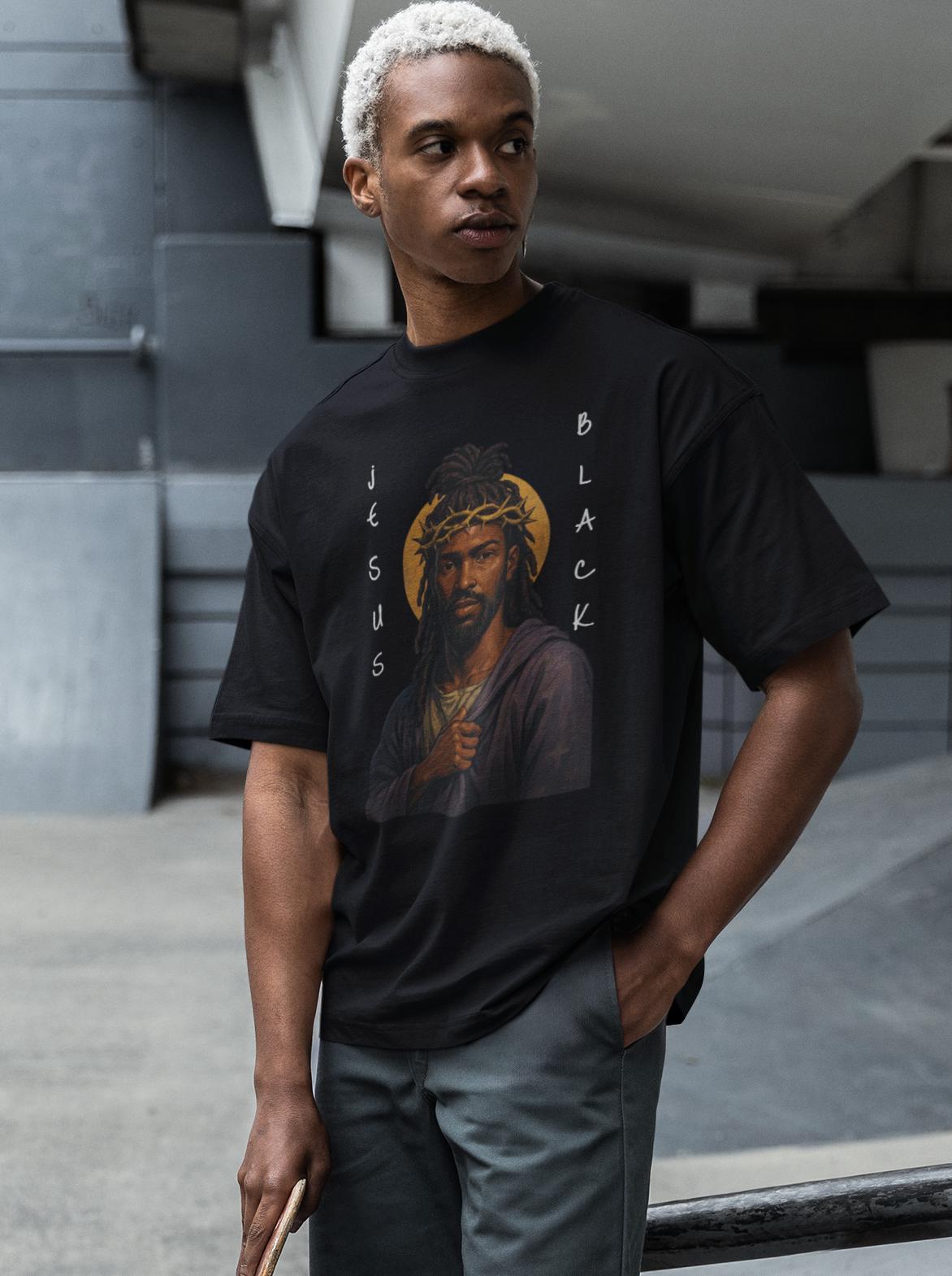 Camiseta Oversized, Jesus Black