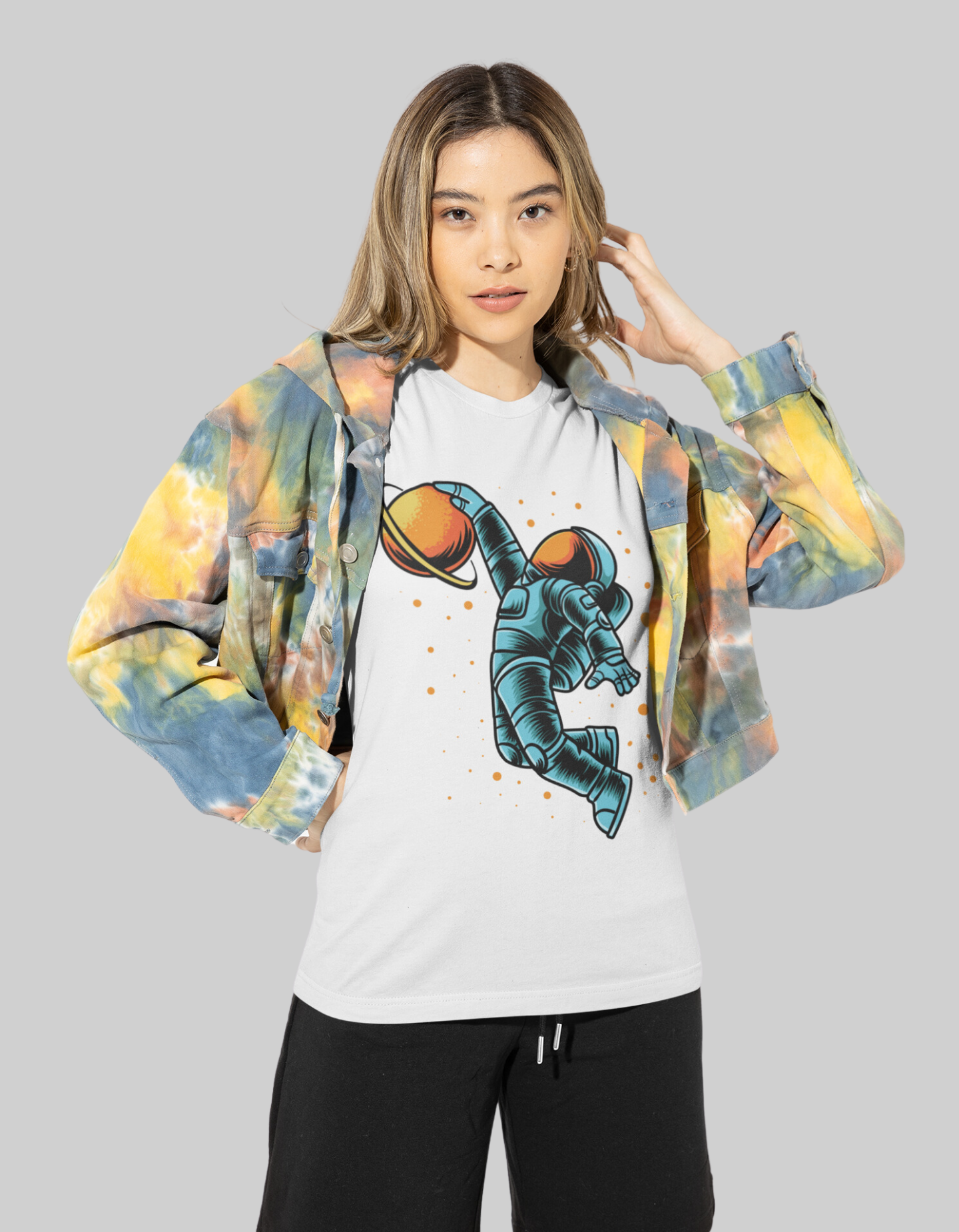 Camiseta Astronauta Jogador de Basquete