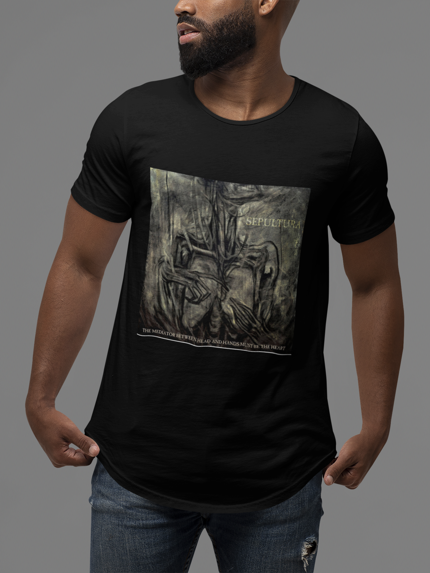 CAMISETA DISCOGRAFIA SEPULTURA THE MEDIATOR BETWEEN HEAD AND HANDS BE THE HEART
