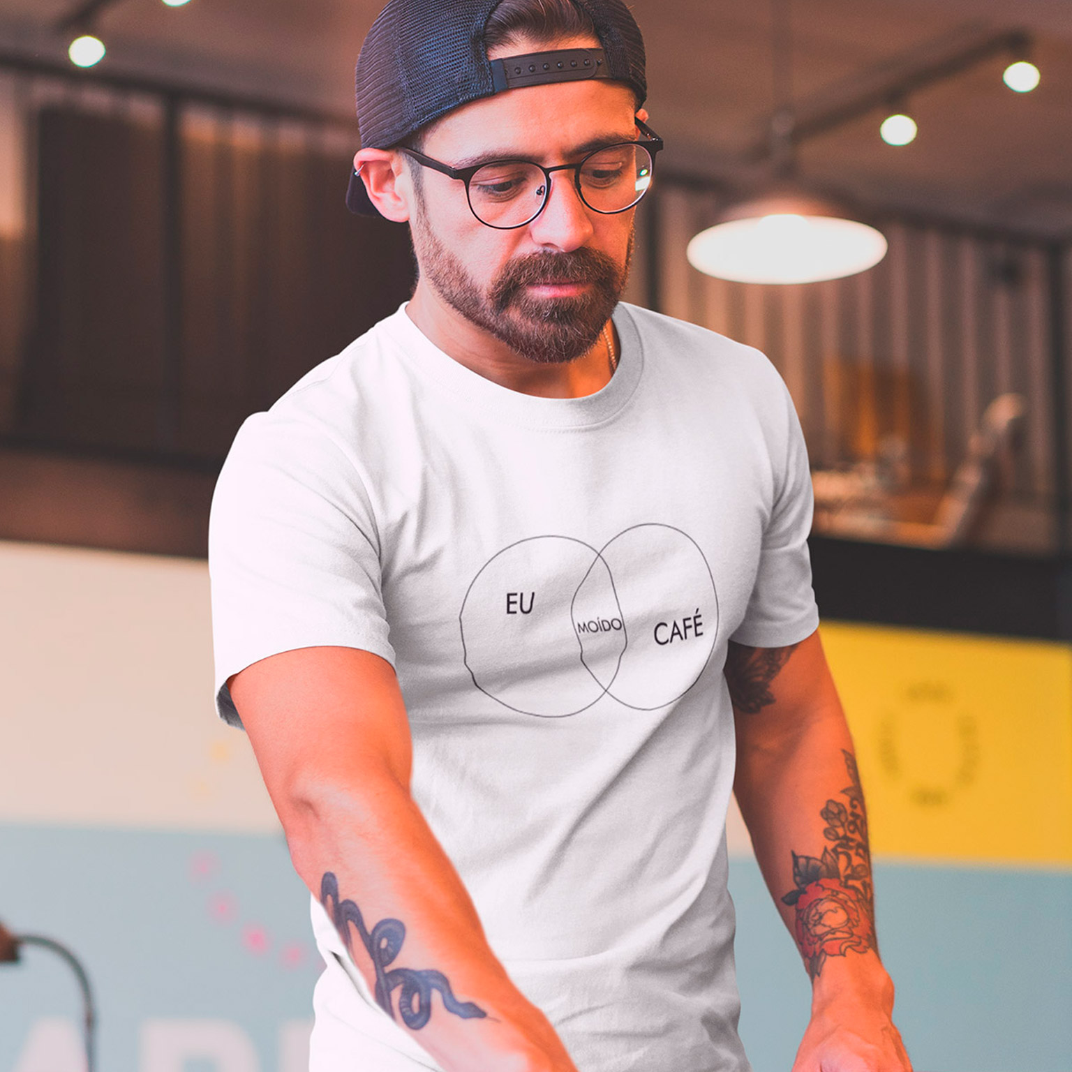 T-Shirt Moído Igual Café - White