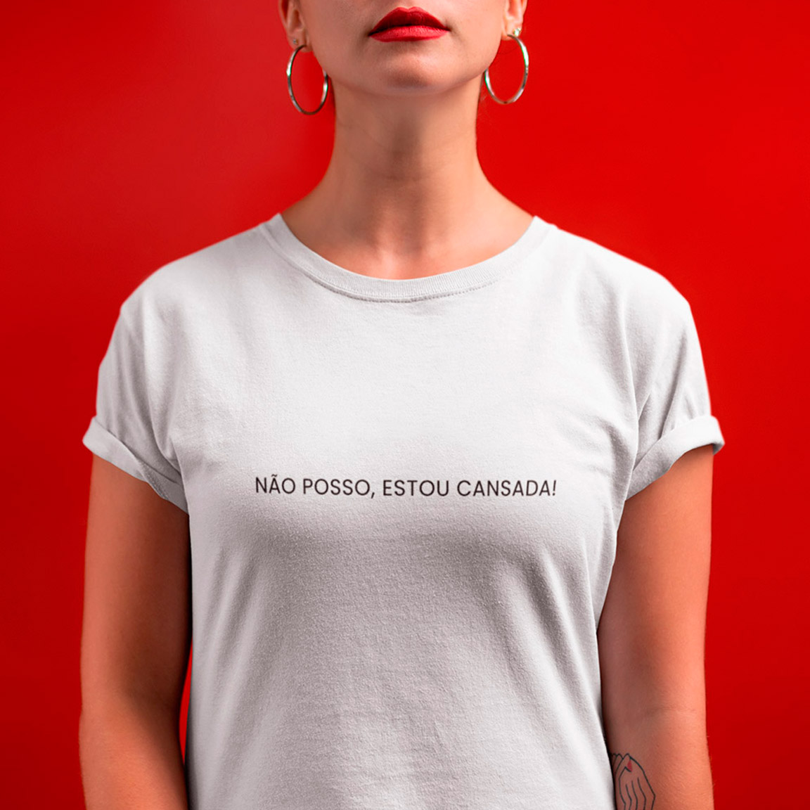 Baby Look Não Posso Estou Cansada - White