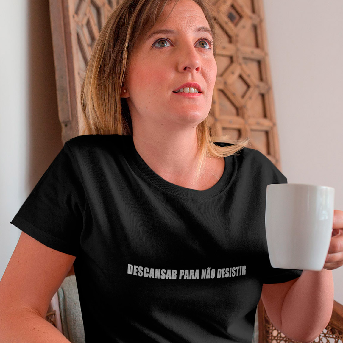 Baby Look Descansar Para Não Desistir - Black