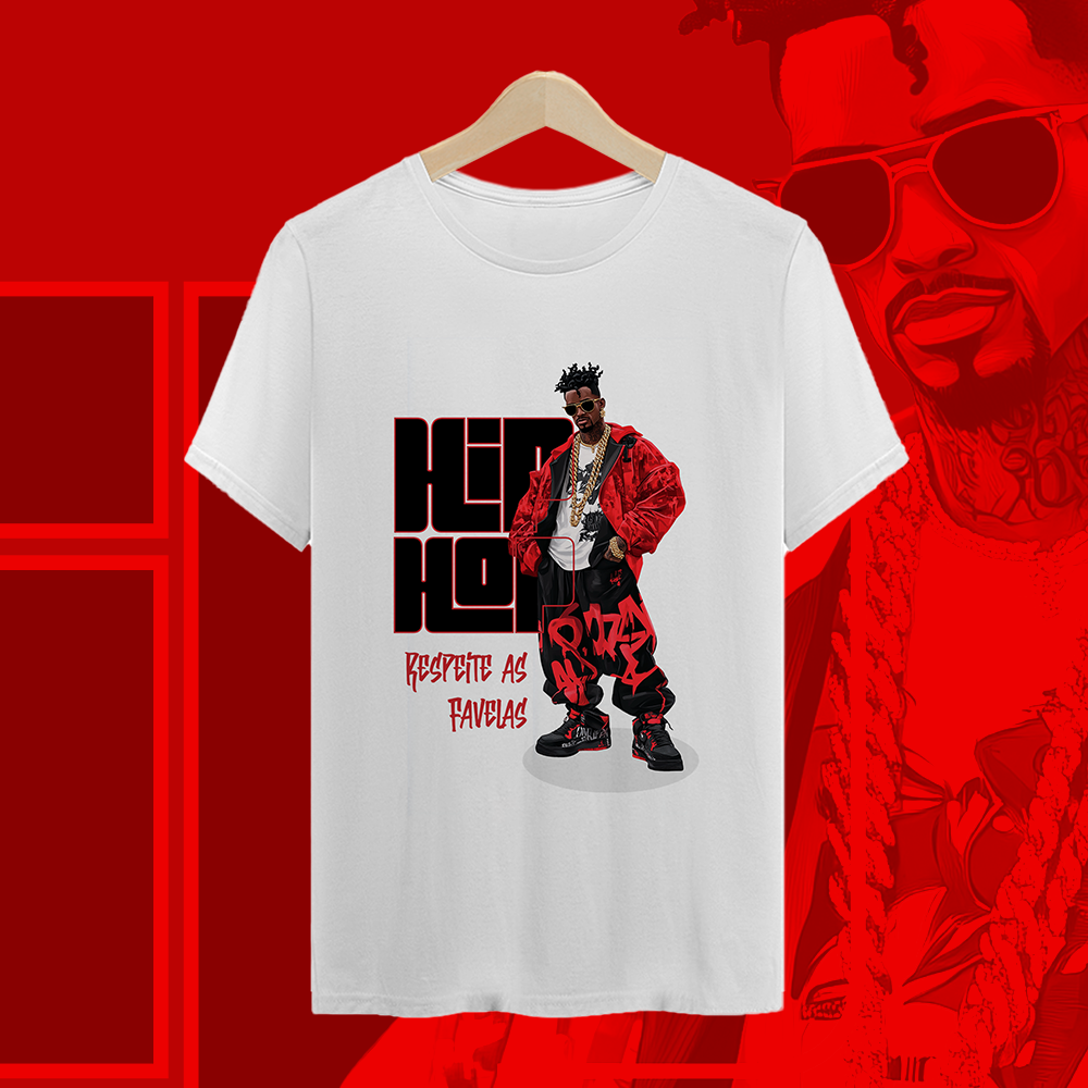 Nome do produto: Camisa Estampa Hip Hop (T-Shirt Pima)