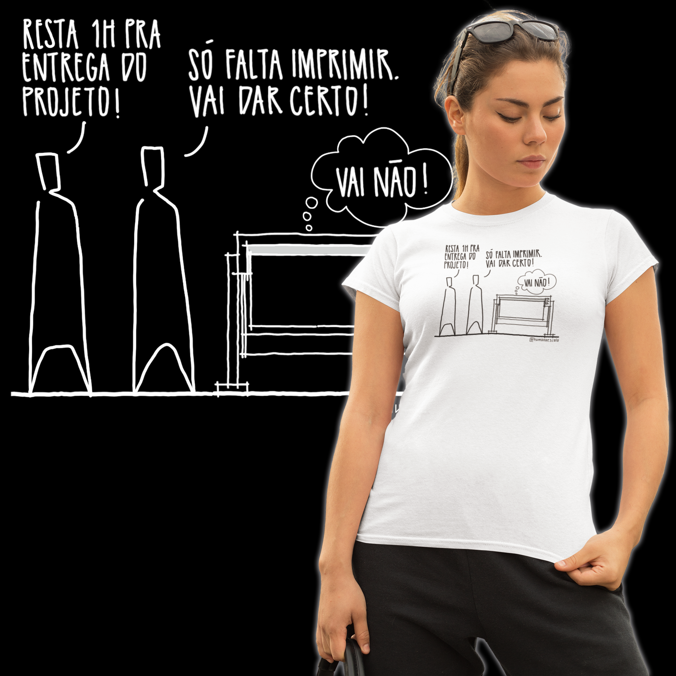 Camiseta Feminina Branca - Vai não!