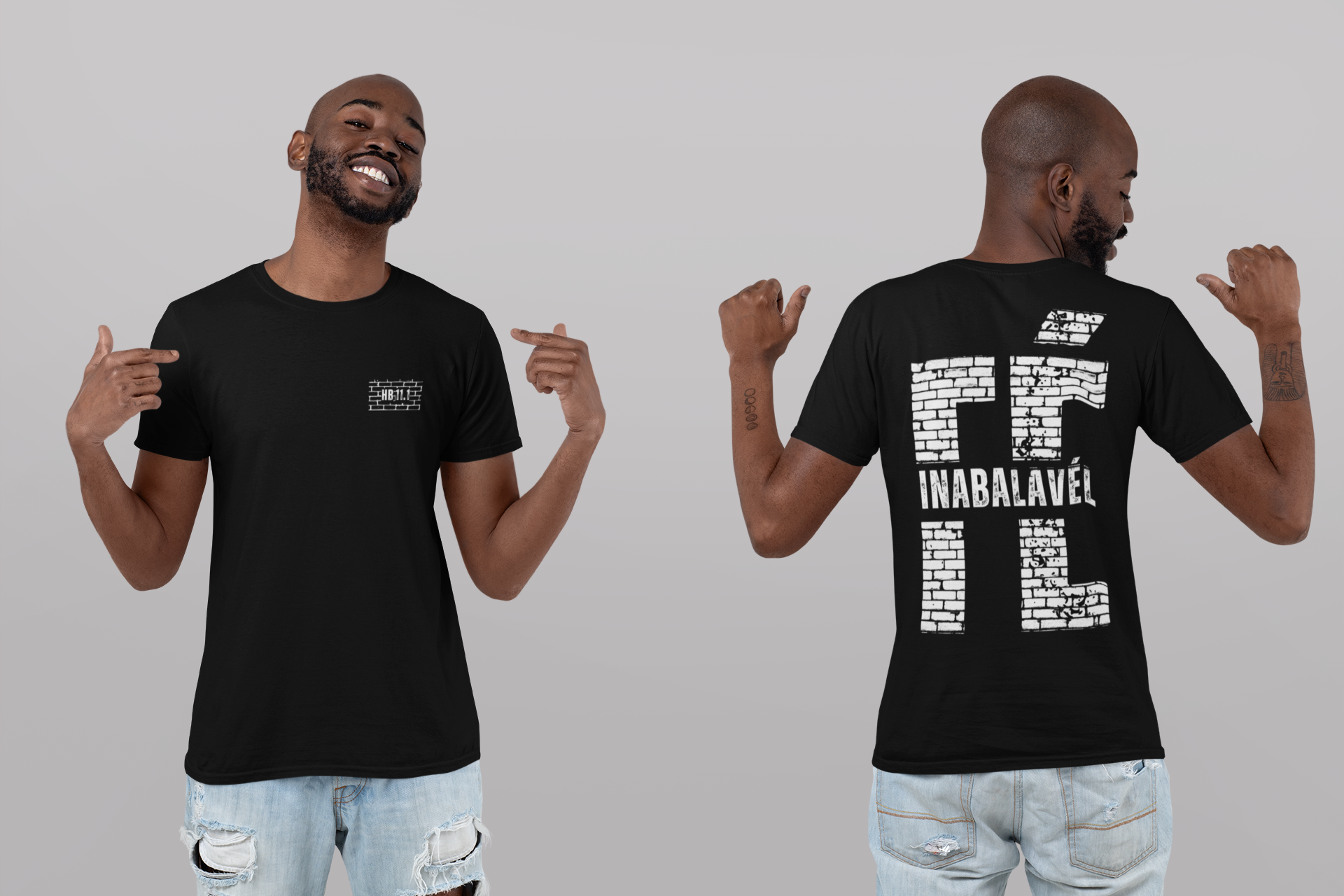 Camiseta Fé Inabalável - Design Estilo Muro - HB 11:1