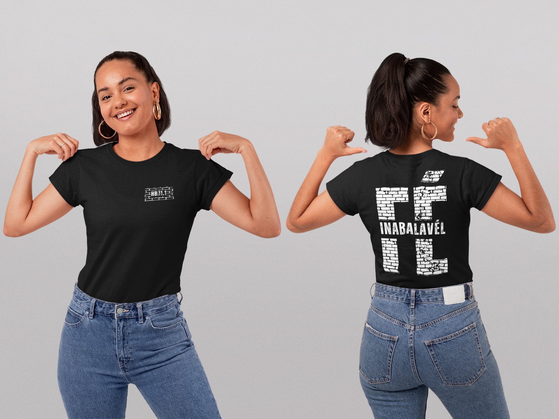Camiseta Feminina Fé Inabalável | Design Estilo Muro - HB 11:1