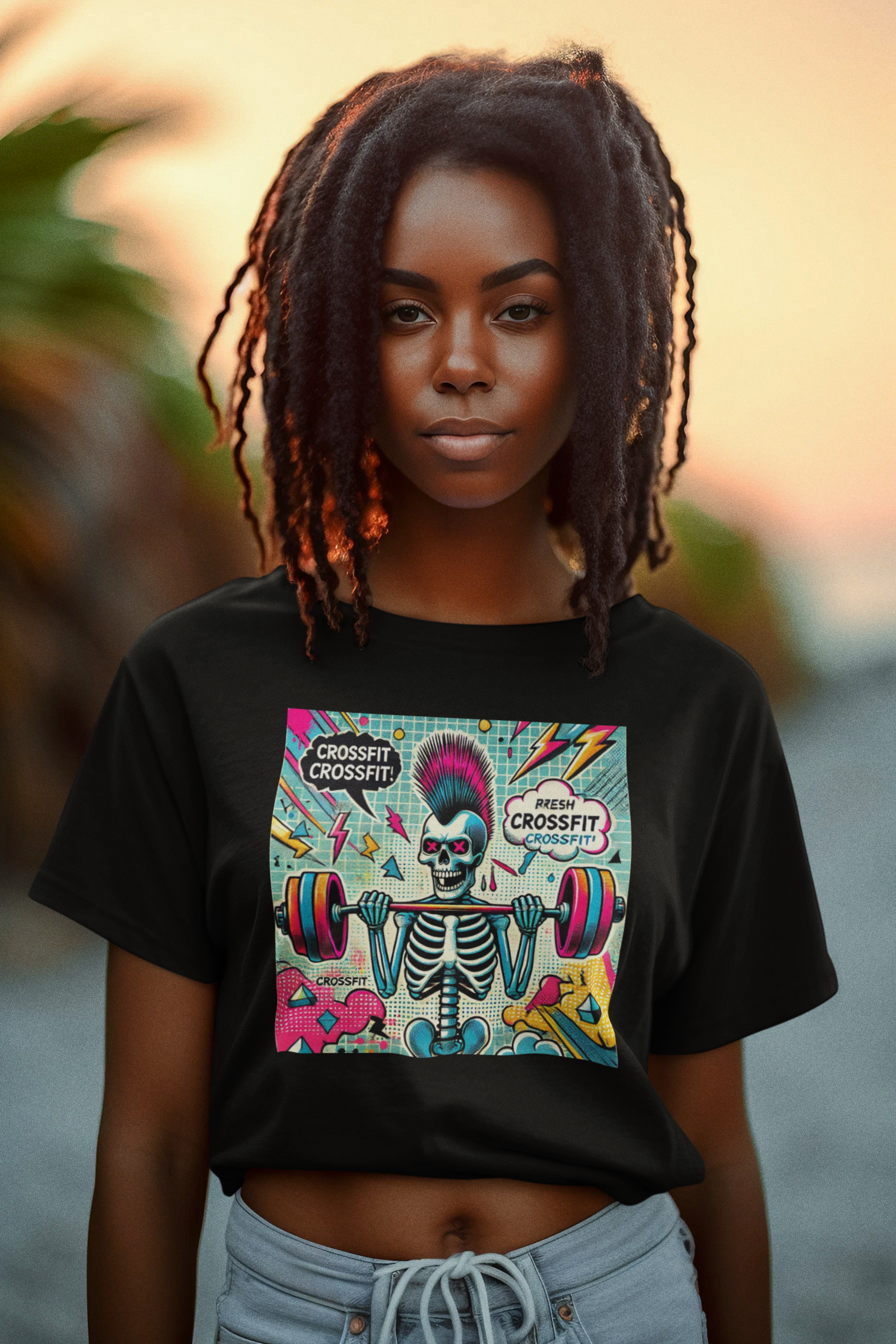 Cropped Black Estampa  Skull Color
