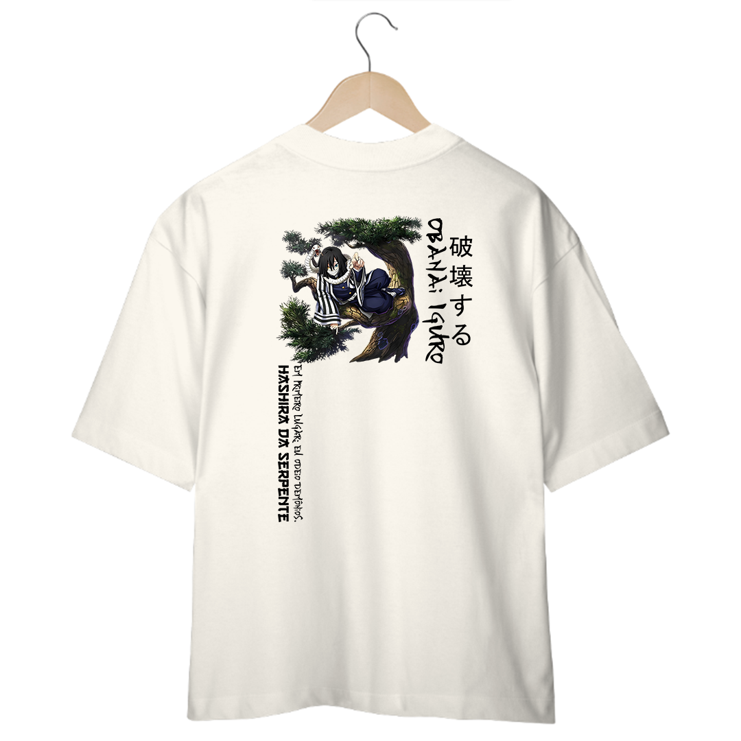 Camiseta Oversized Branca/Off-White - Hashira da Serpente