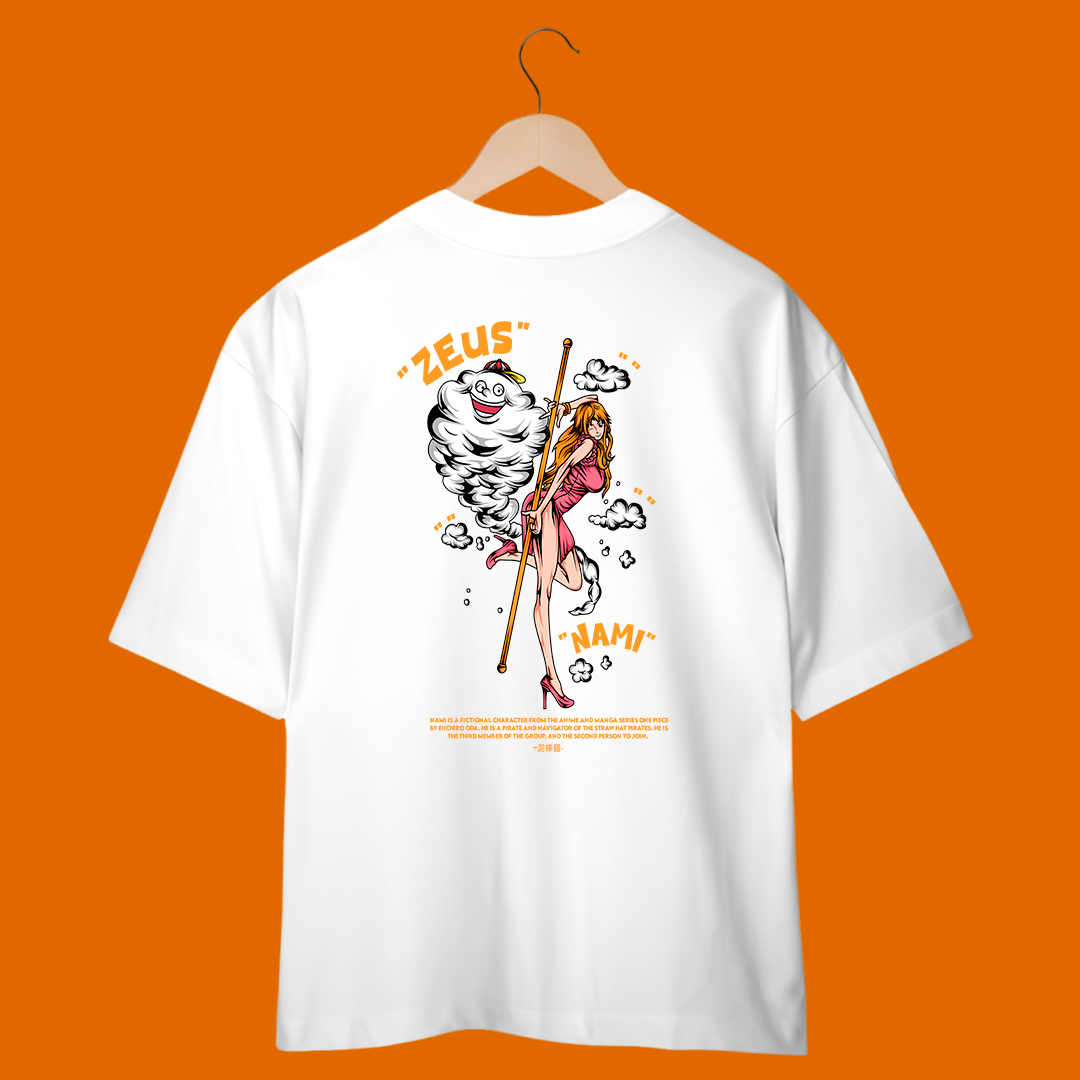 Camiseta Oversized - One Piece - Nami & Zeus