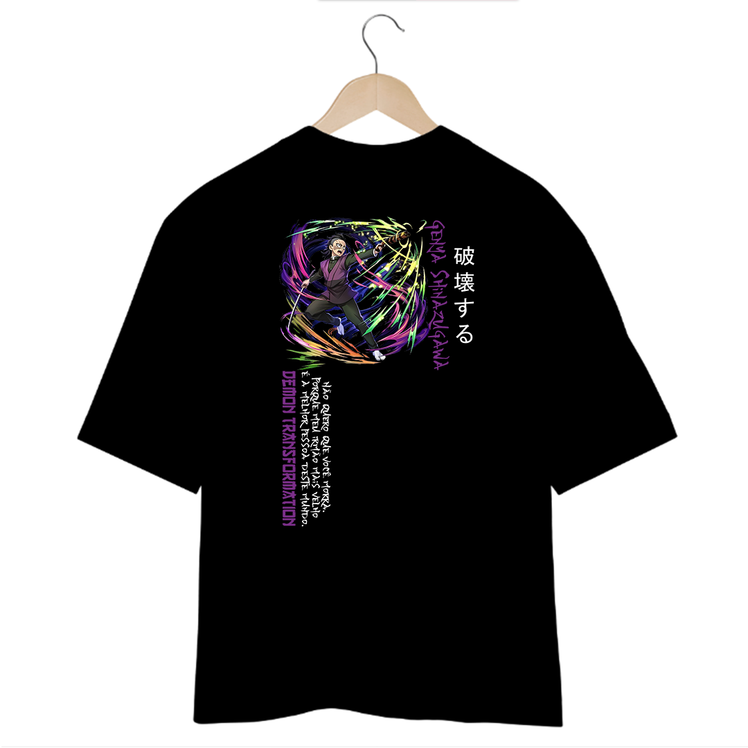 Camiseta Oversized Preta Genya Shinazugawa - Demon Tranformation