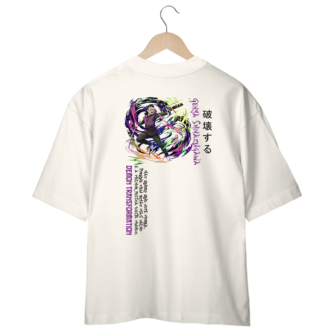 Camiseta Oversized Branca/Off-White Genya Shinazugawa - Demon Tranformation