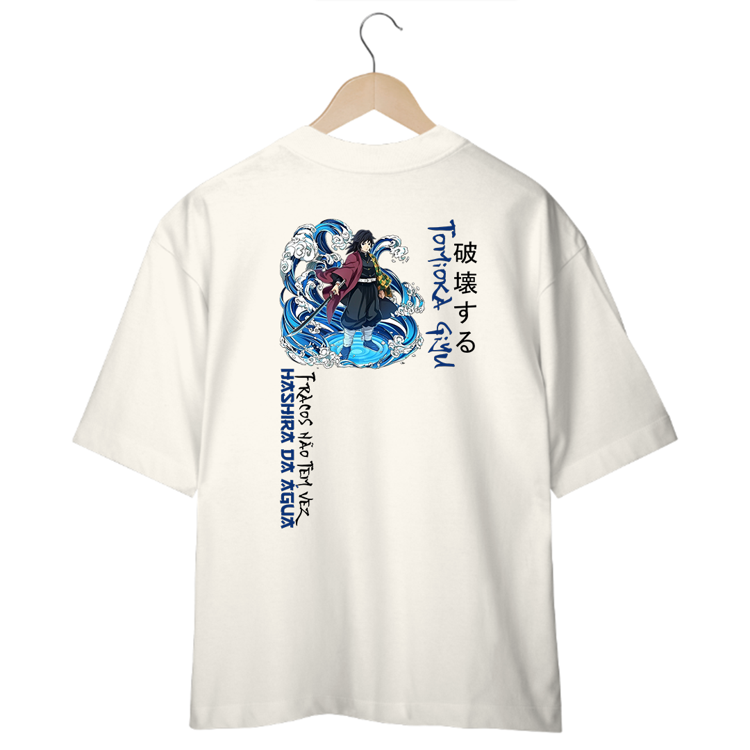 Camiseta Oversized Branca/Off-White - Hashira da Água