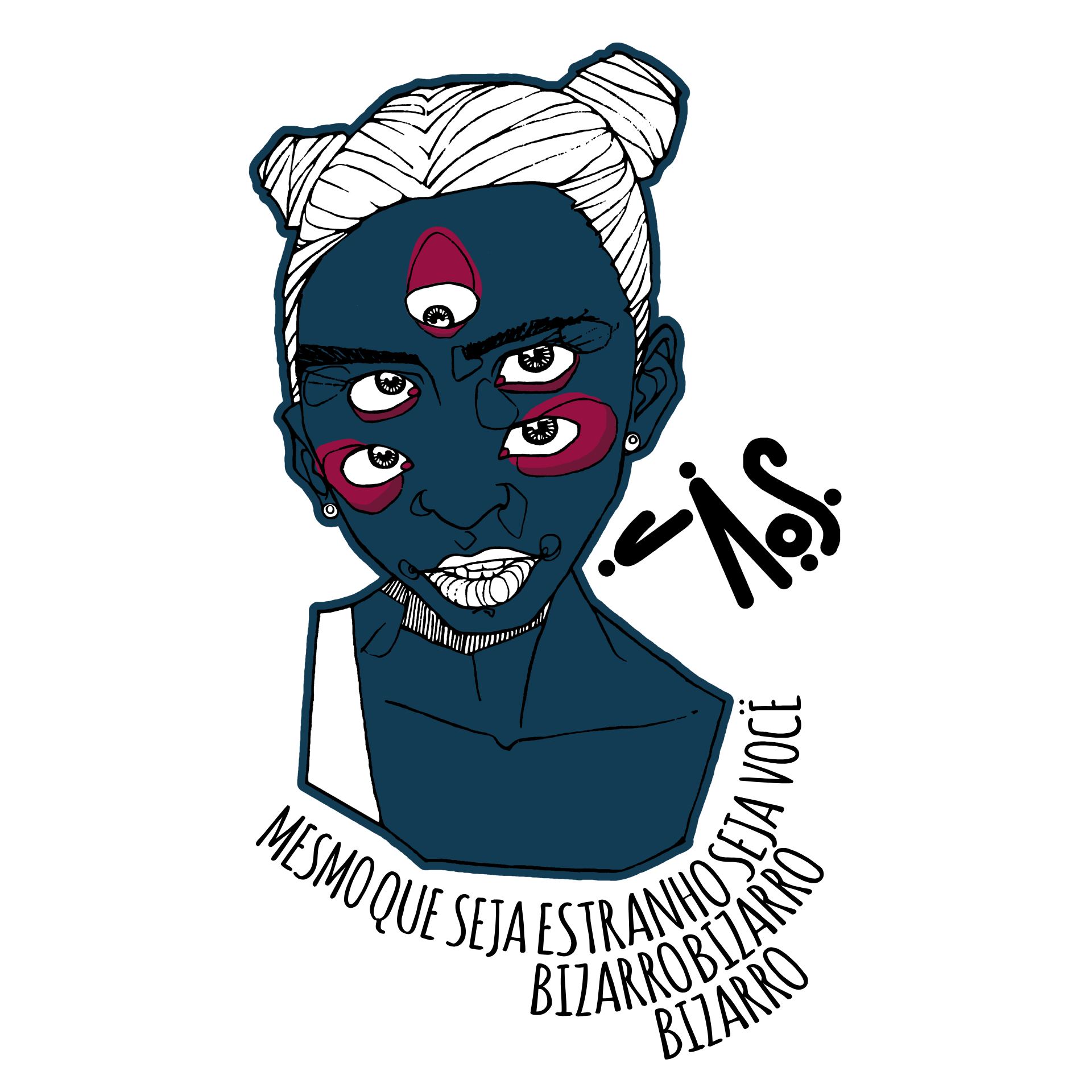 C163 | Beta Seja Vocë Costas - Arte Azul Marinho - Cor Branca