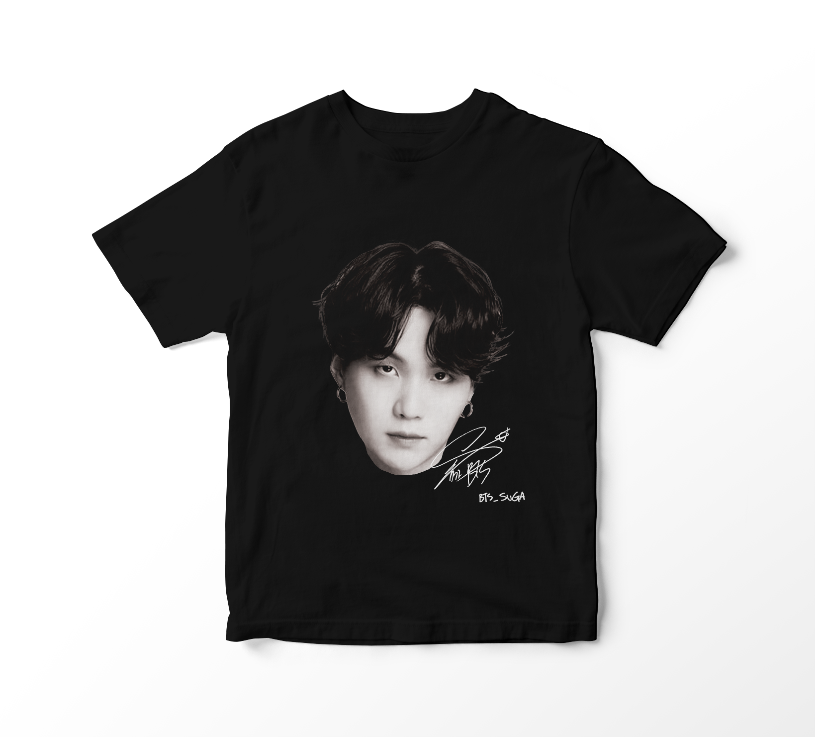 Camiseta BTS - Suga Faces (preta)