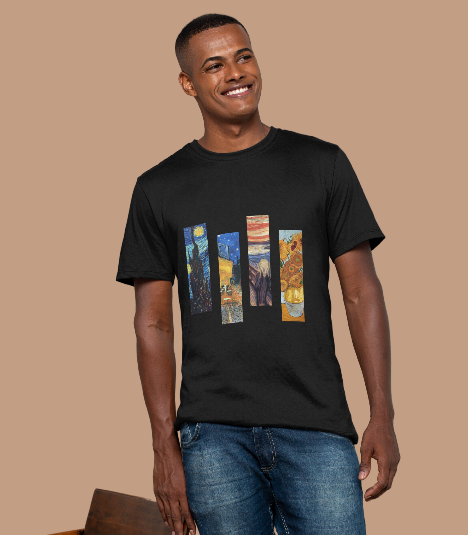 T-Shirt Vincent Van Gogh - Noite Estrelada, Café terrace, O grito, Os girassol