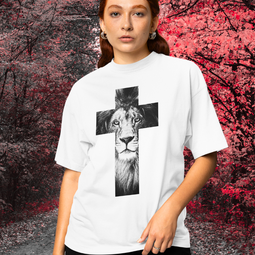 Camiseta Oversized Unissex - Leão de Fé