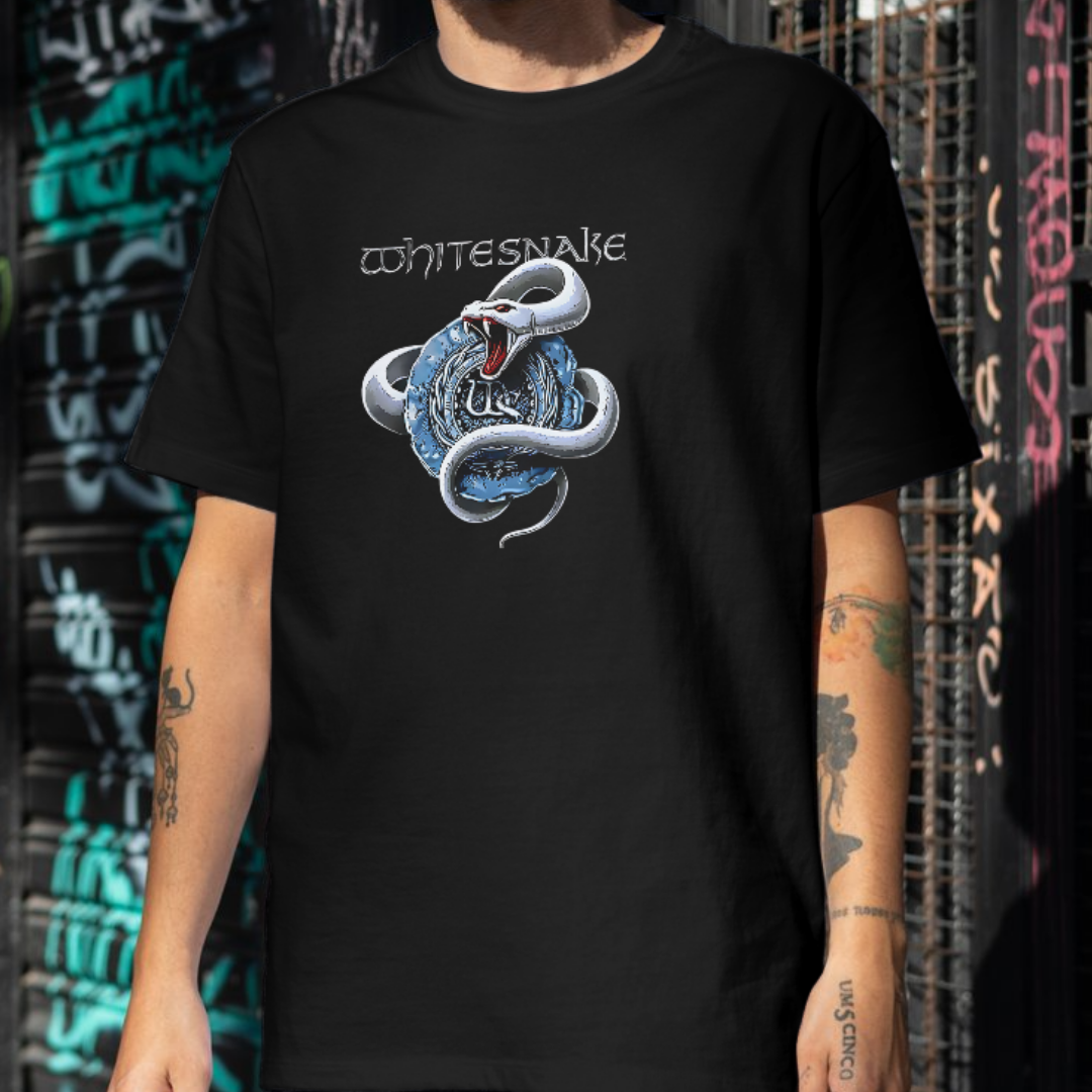 Camiseta Quality 100# Algodão \,,/ Whitesnake - Frente e Costa - David Coverdale Signature \,,/