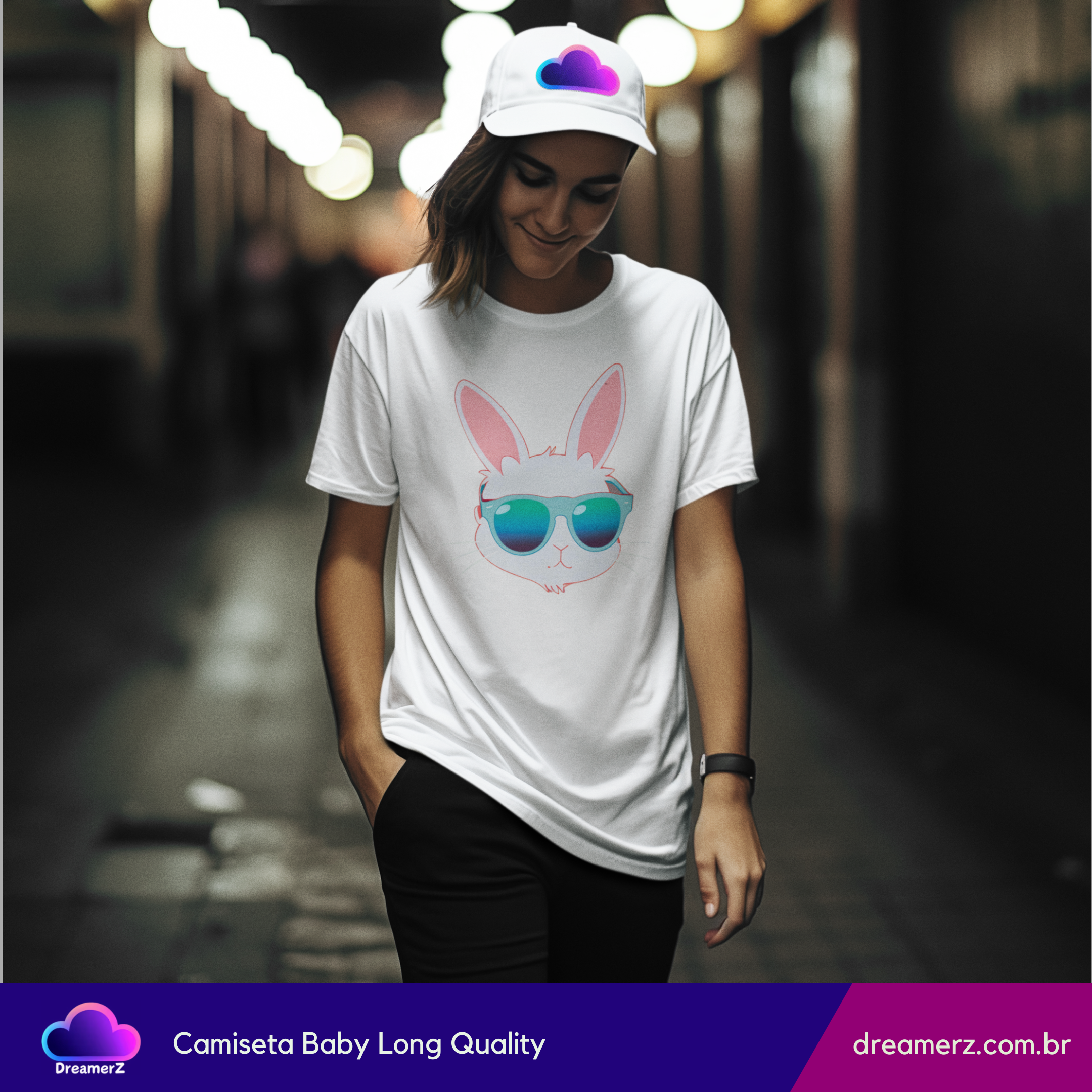 Camiseta Feminina Coelho Estiloso – Use com Atitude e Faça Sucesso!