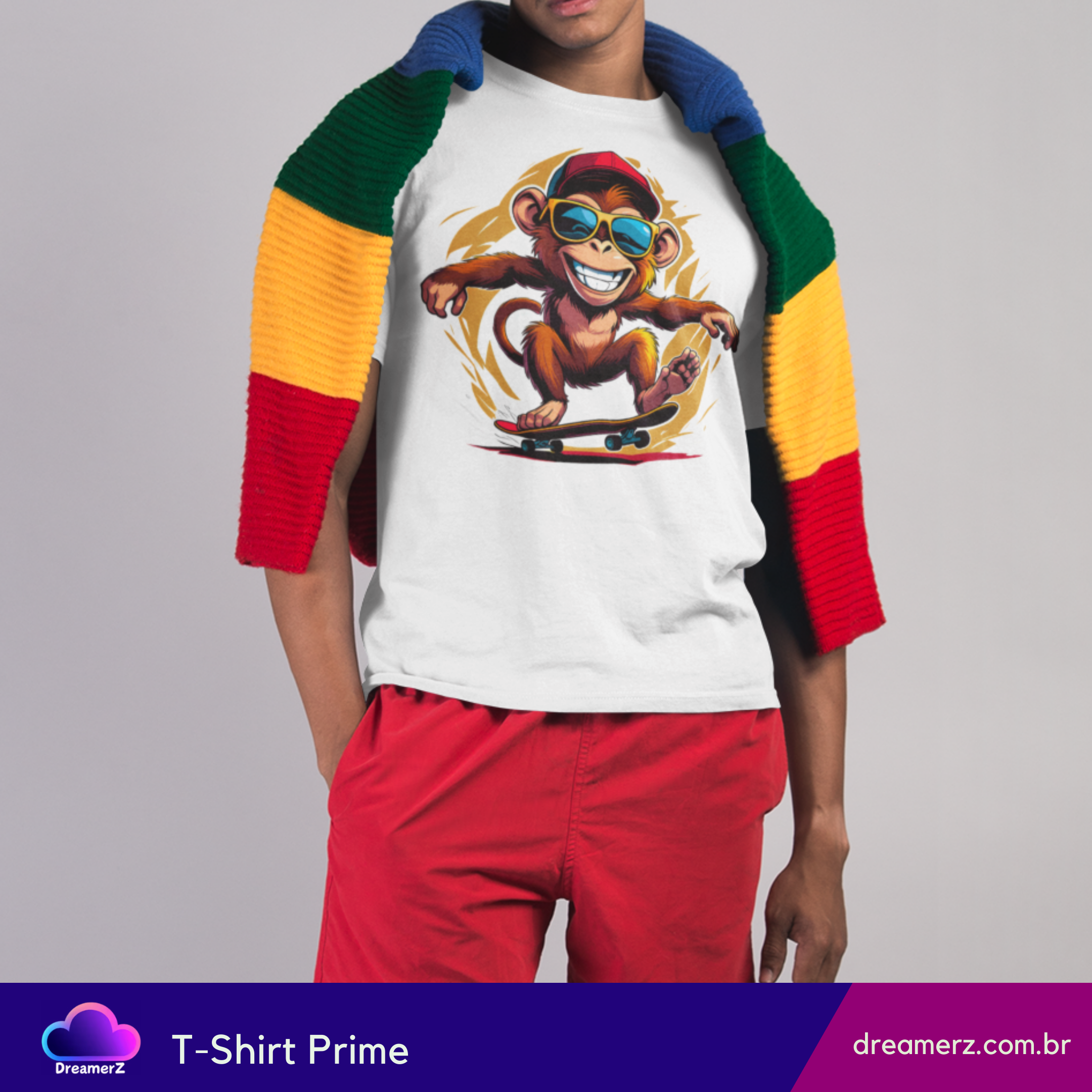Camiseta Sk8 Monkey – Liberdade em Duas Rodas e Quatro Patas